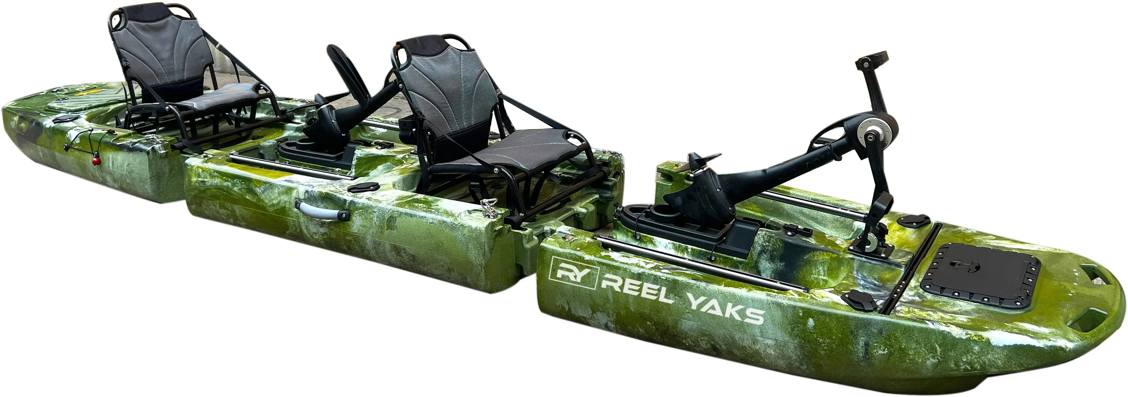 14ft Raider Tandem & Solo Modular Propeller Drive Pedal Fishing Kayak | 530lbs Capacity | 3 Piece - Image 2
