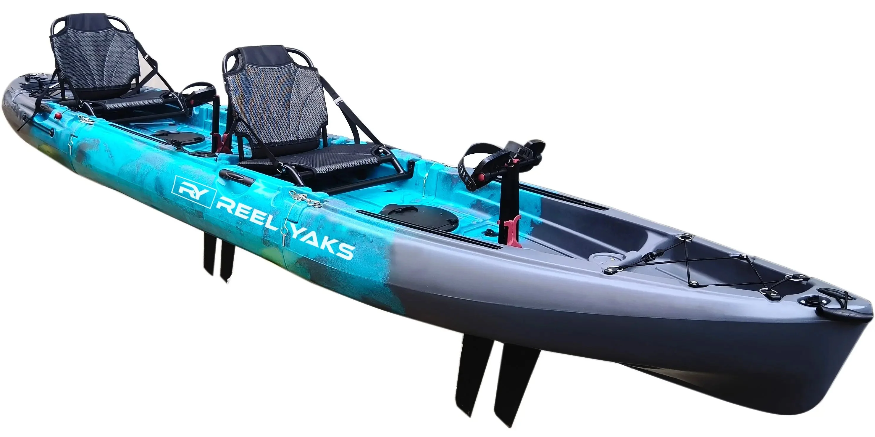 14ft Raptor Tandem or Solo Modular Raptor Fin or Prop Drive Pedal Fishing Kayak | 520lbs Capacity | 3 Piece - Image 2
