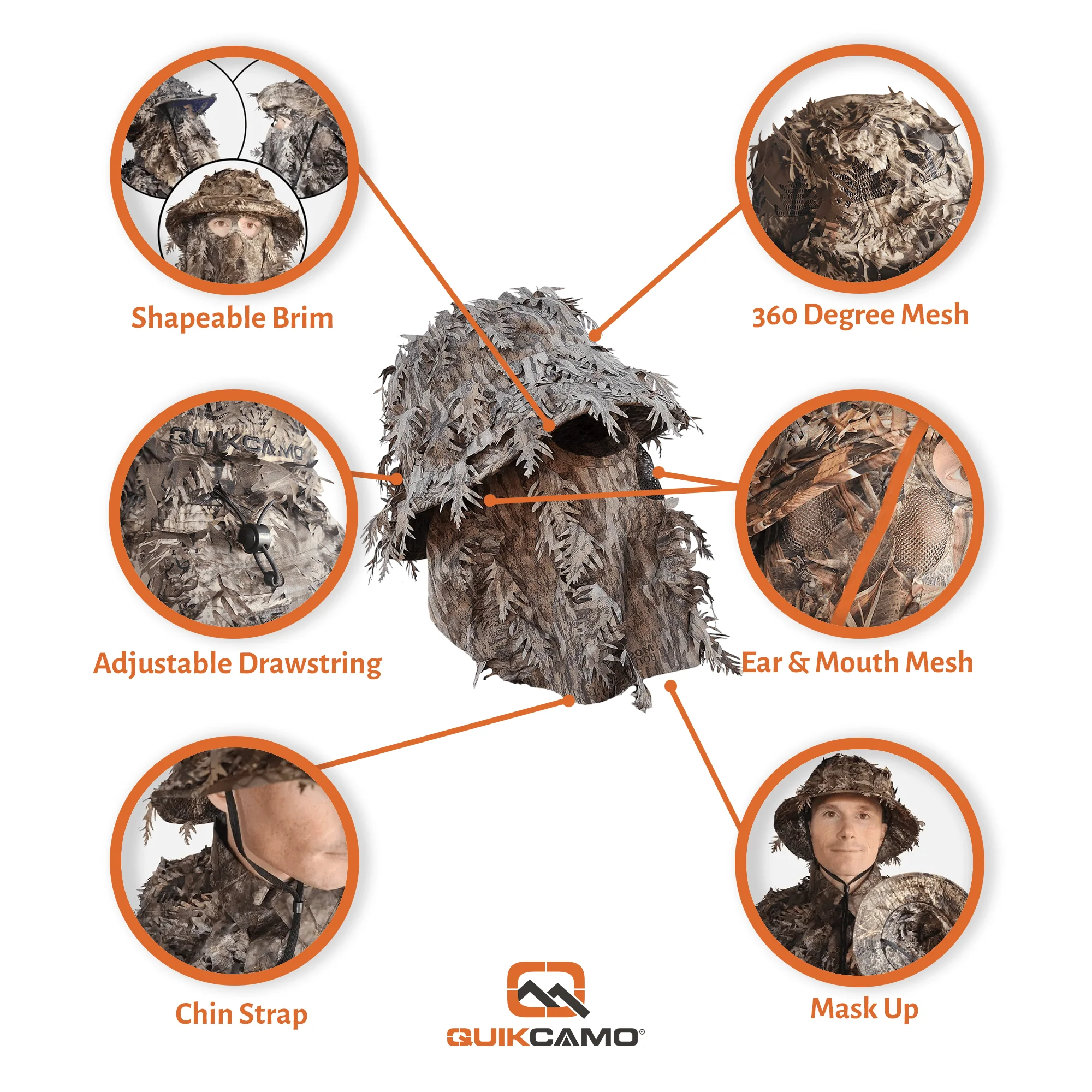 3D Leafy Camo Face Mask Bucket Hats in Mossy Oak and Realtree - Adjustable OSFM - Image 20