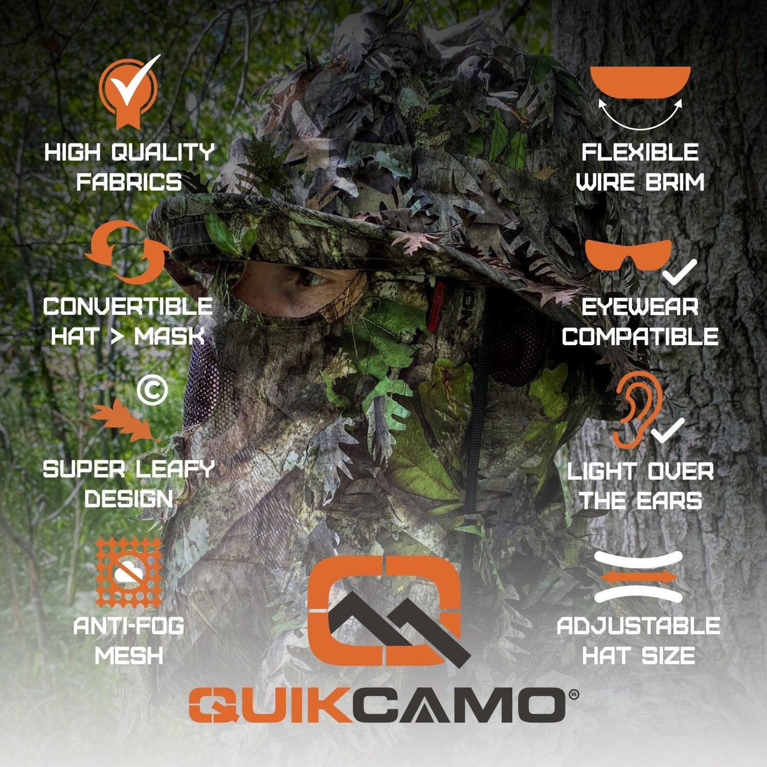 3D Leafy Camo Face Mask Bucket Hats in Mossy Oak and Realtree - Adjustable OSFM - Image 39