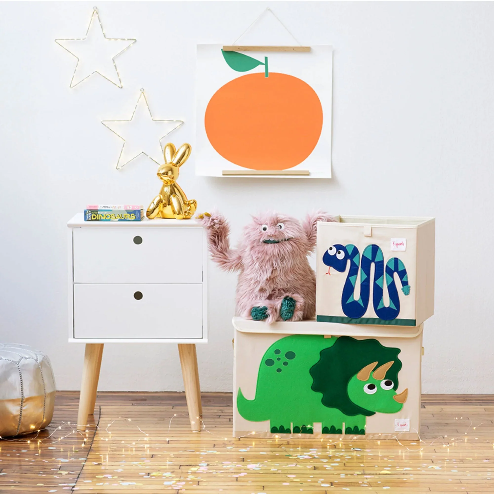 3 Sprouts Kids Childrens Foldable Fabric Storage Cube Bin Box, Blue Snake - Image 9
