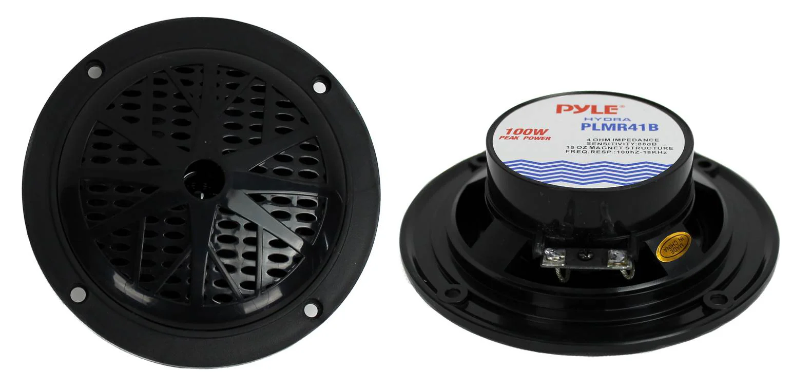4) PYLE PLMR41B 4" 200W Dual Cone Waterproof Marine Boat Stereo Speakers 2 PAIRS - Image 2
