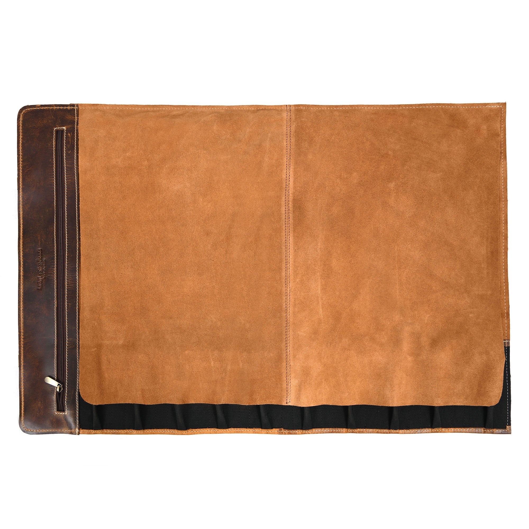 Aaron Leather Goods Tuscania Knife Roll Storage Bag Case, Caramel Brown Leather - Image 10
