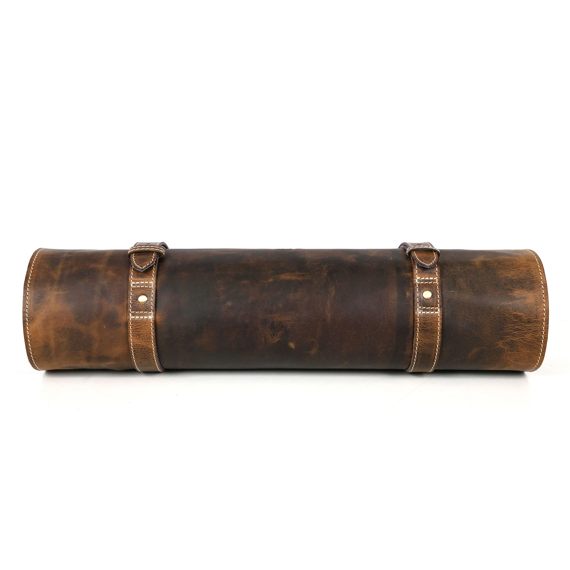 Aaron Leather Goods Tuscania Knife Roll Storage Bag Case, Cedar & Royal Blue - Image 2