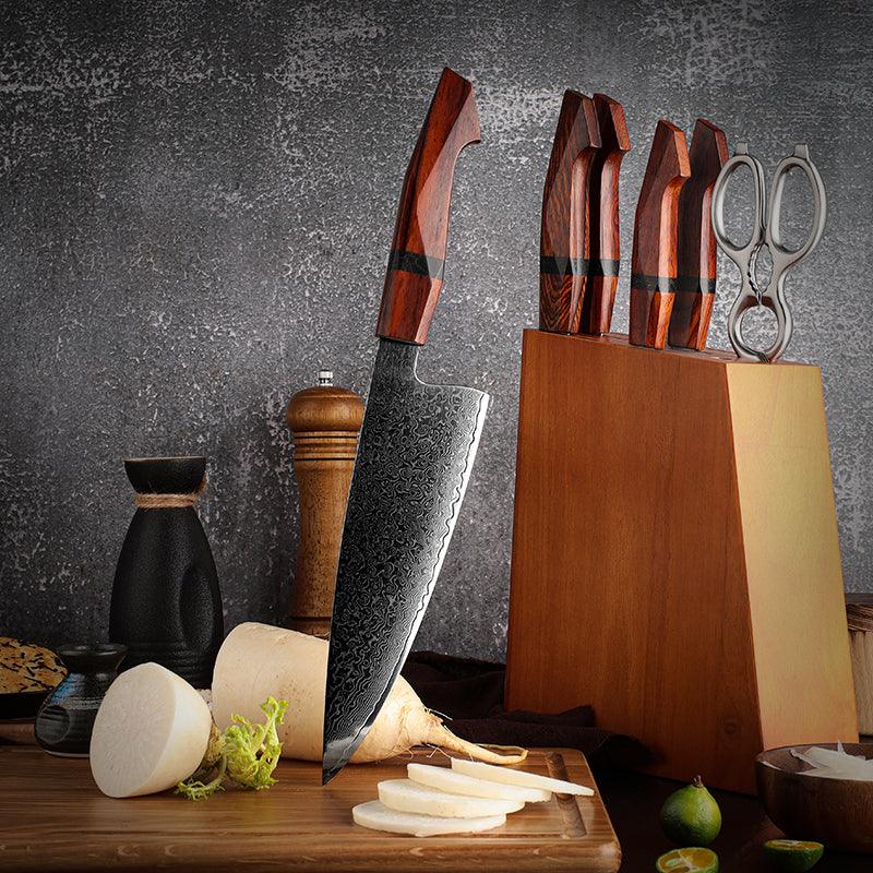 Infinity Japanese Pro Chef Knife Set with Sandalwood & Resin Handles - Image 10