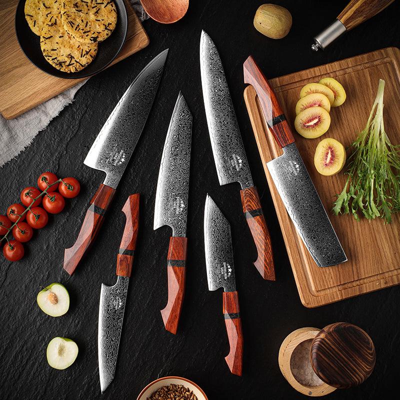 Infinity Japanese Pro Chef Knife Set with Sandalwood & Resin Handles - Image 3