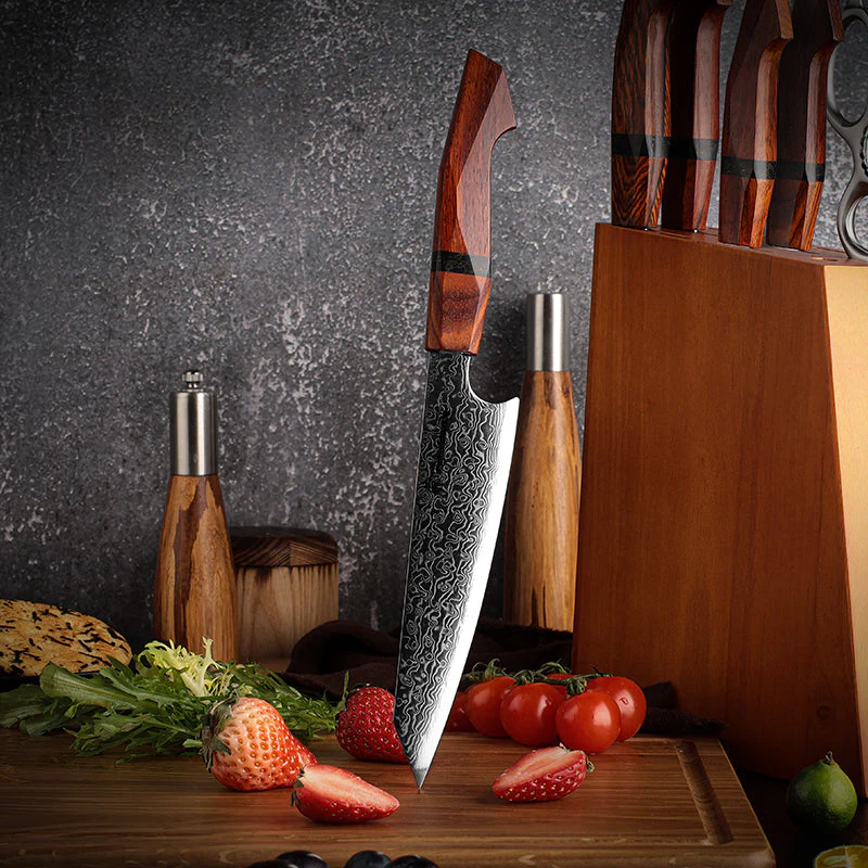 Infinity Japanese Pro Chef Knife Set with Sandalwood & Resin Handles - Image 5