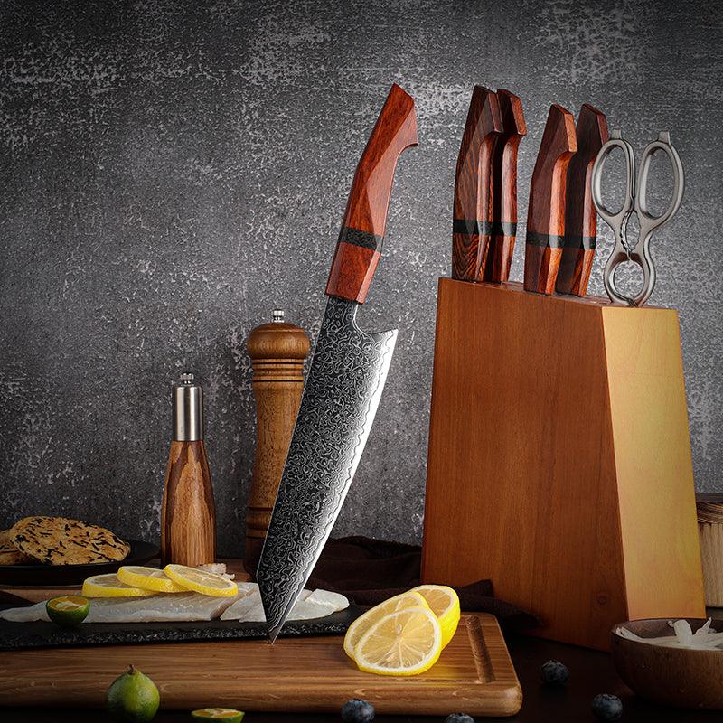 Infinity Japanese Pro Chef Knife Set with Sandalwood & Resin Handles - Image 9