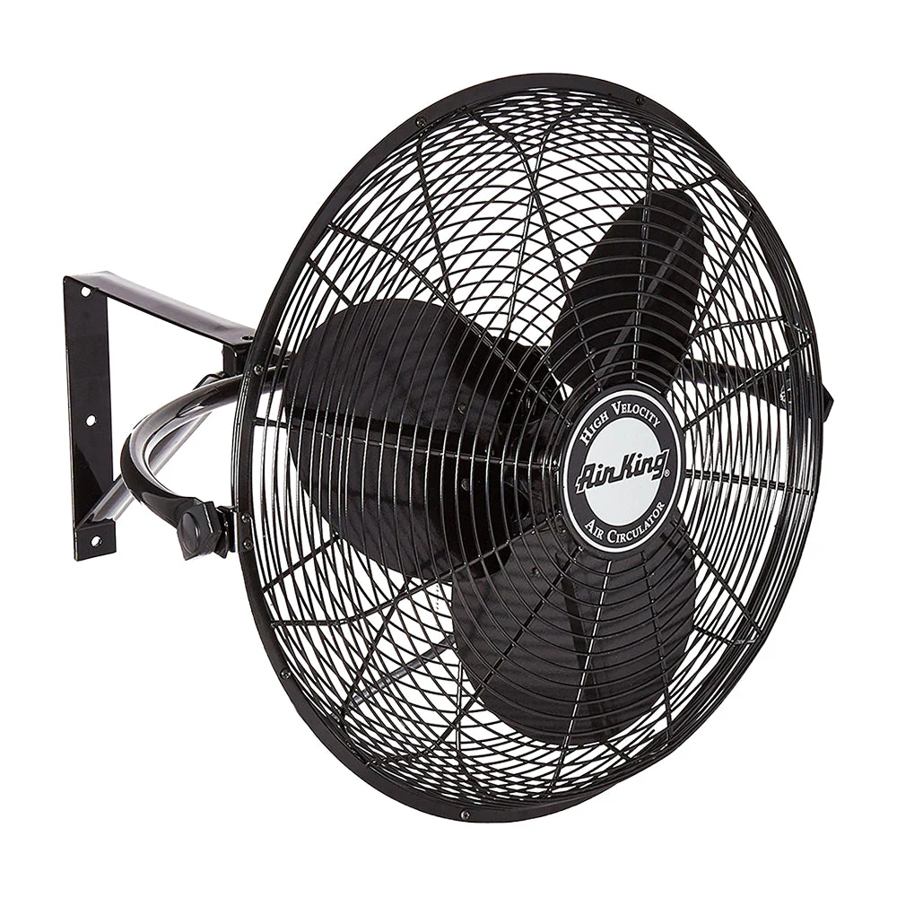 Air King 20" 1/6 HP 3-Speed Non-Oscillating Enclosed Steel Wall Mount Fan, Black - Image 7