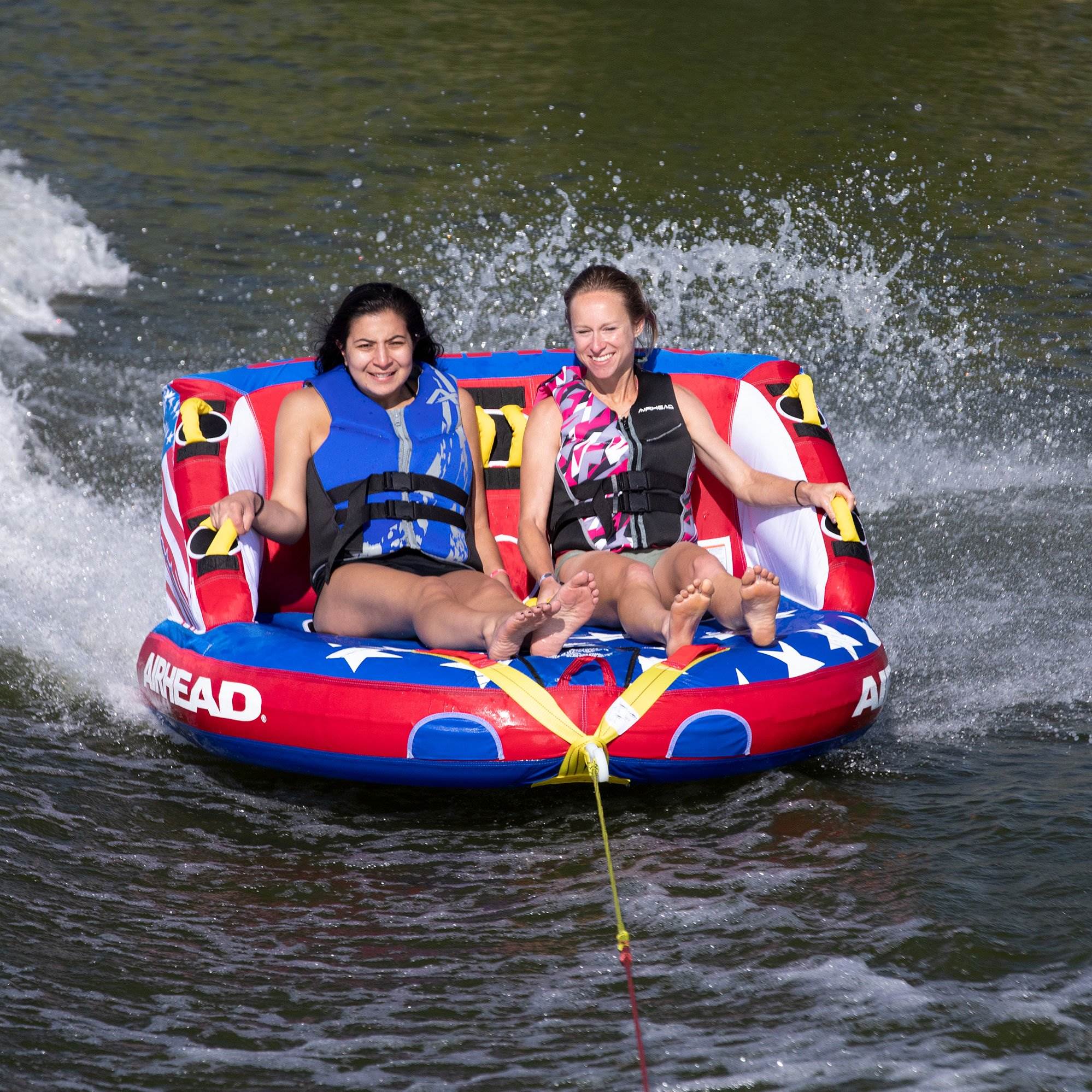 Airhead Patriot 2-Person Towable Kwik-Connect Chariot Tube w/ 60-Foot Tow Rope - Image 6