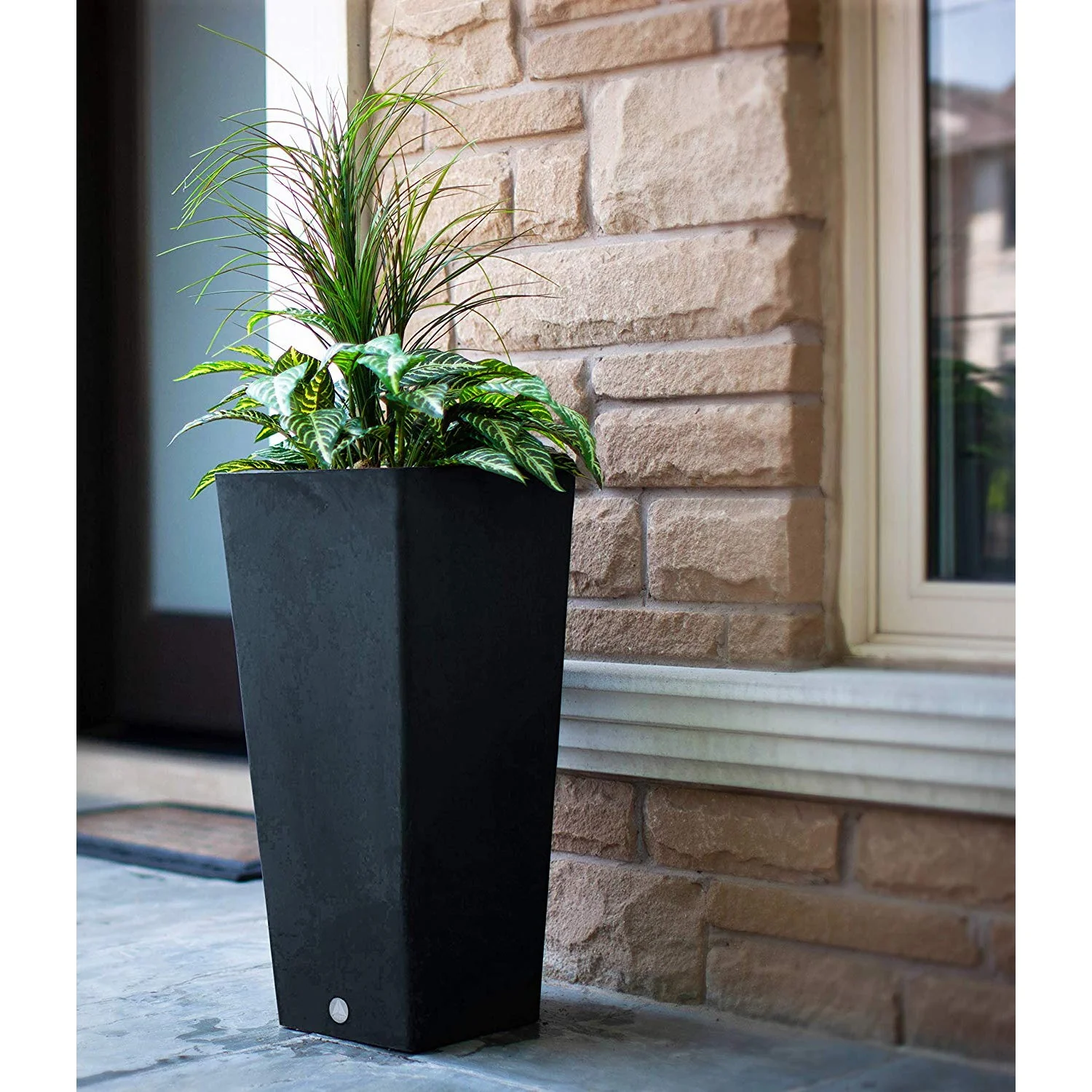 Algreen Valencia All-Natural 31" Inside/Outside Square Planter Pot, Matte Black - Image 8