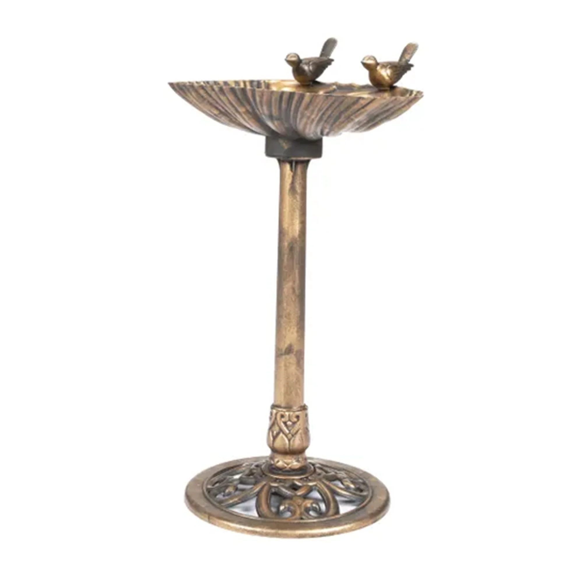 Alpine 13" by 30" Outdoor Bird Bath with 2 Bird Figurines Yard Statue, Bronze - Image 9