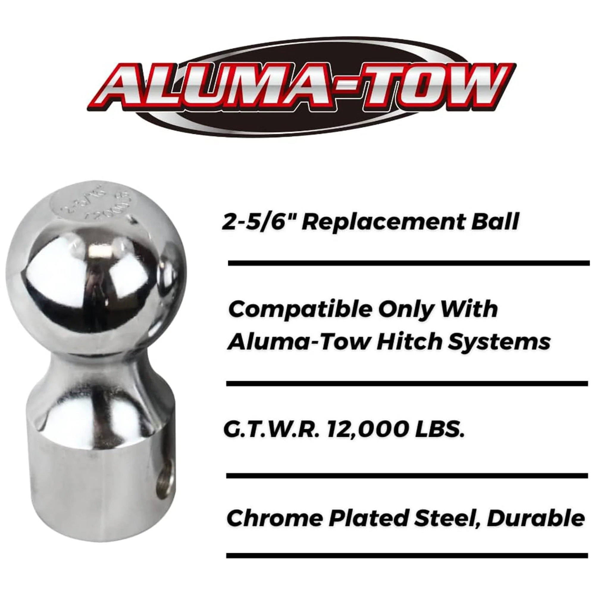 Aluma-Tow 2 5/16 Inch Powder Coated Hitch Ball Replacement, Chrome Plated Steel - Image 5