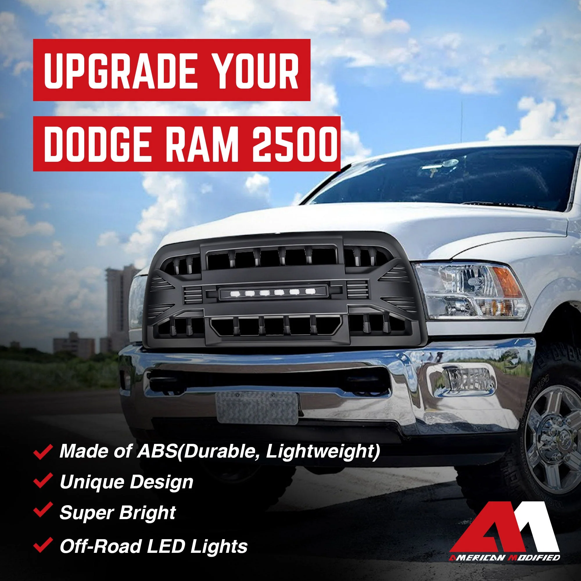 AMERICAN MODIFIED Armor Grille for 2013-2018 Dodge Ram 2500/3500, Matte Black - Image 3