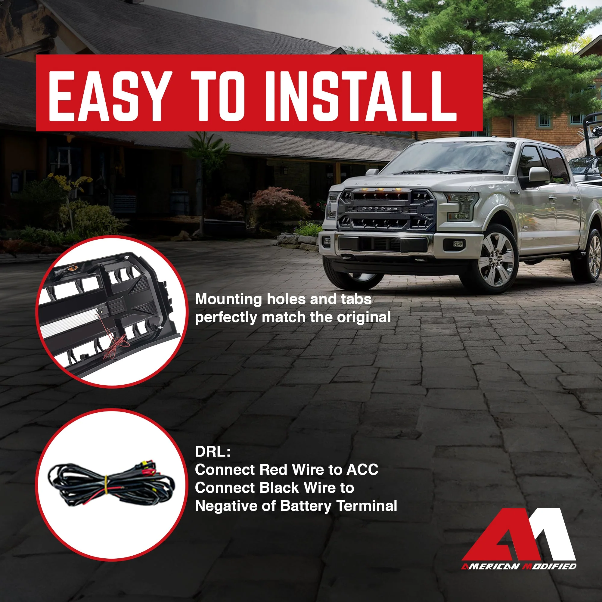AMERICAN MODIFIED Armor Grille with Off Road Lights for 2015-2017 Ford F150 - Image 5