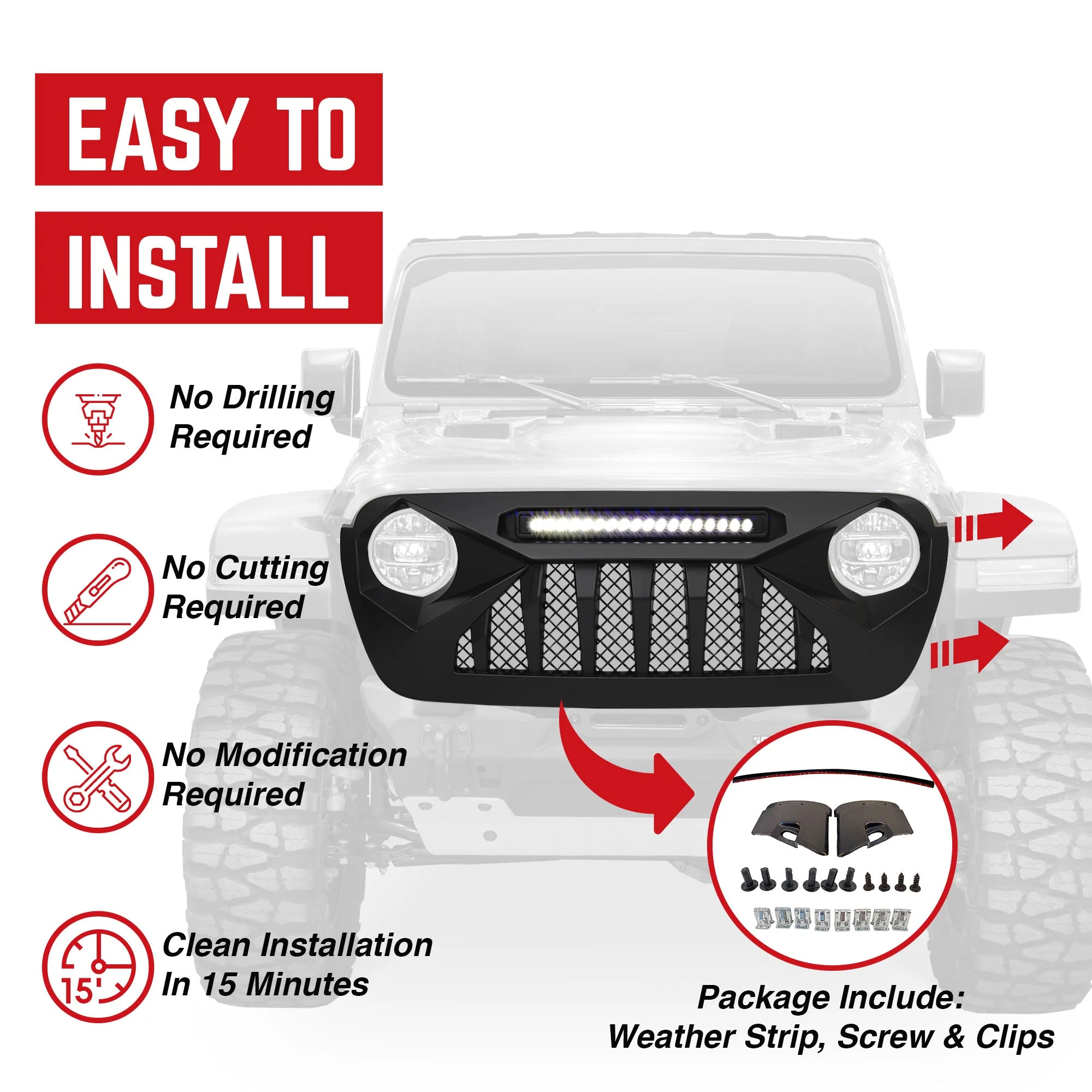 AMERICAN MODIFIED Demon Grille Compatible with 18-21 Wrangler JL & Gladiator JT - Image 2