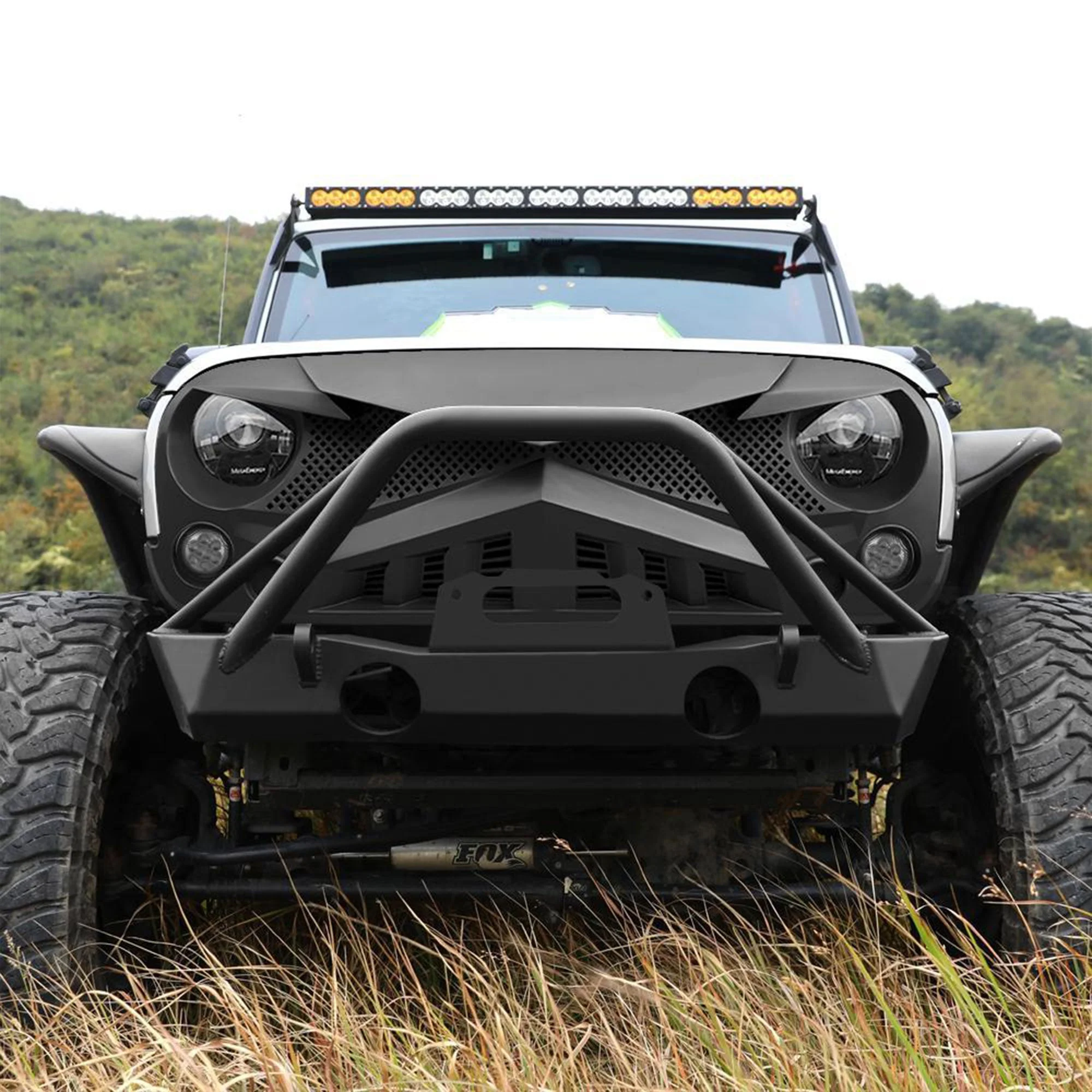 American Modified Front Hawke Grille for 2007 to 2018 Jeep Models, Matte Black - Image 9