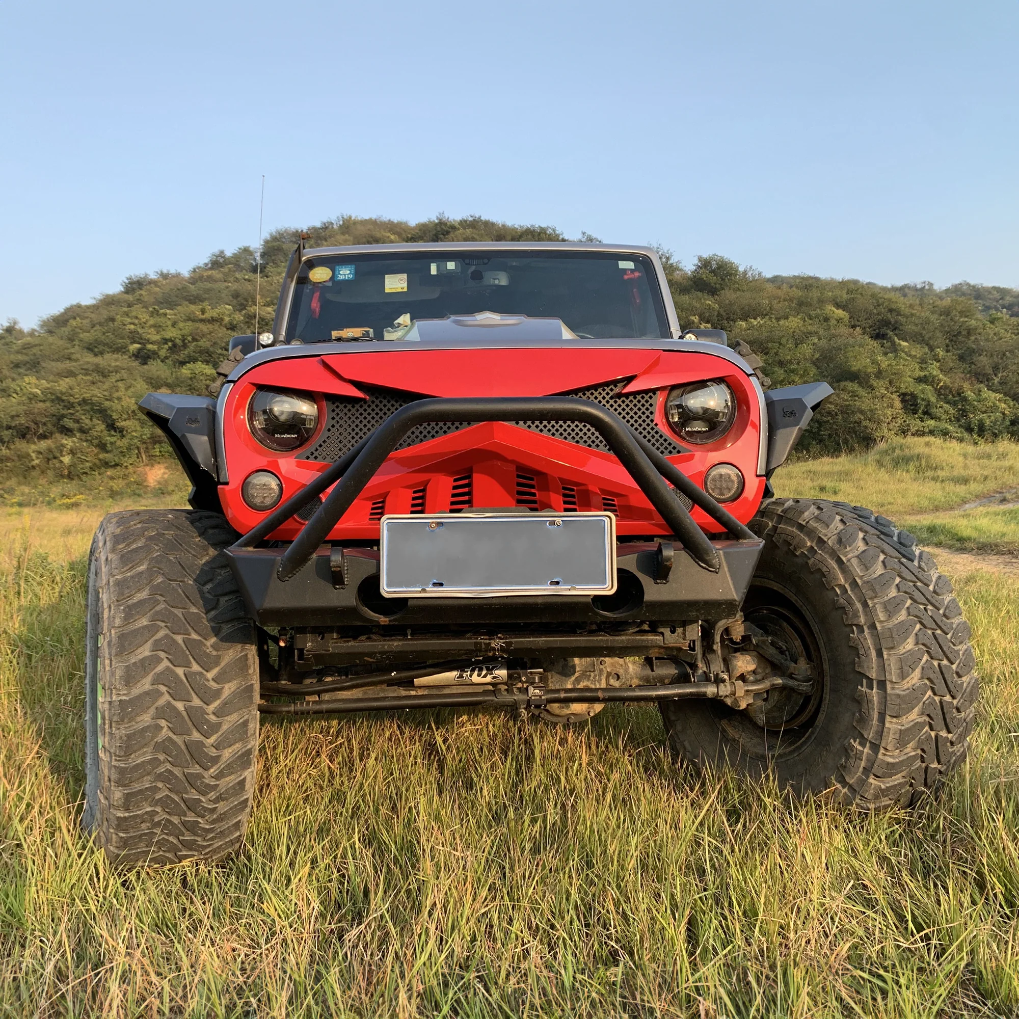 AMERICAN MODIFIED Hawke Front Replacement Grille for 07-18 Jeep Wrangler JK, Red - Image 6