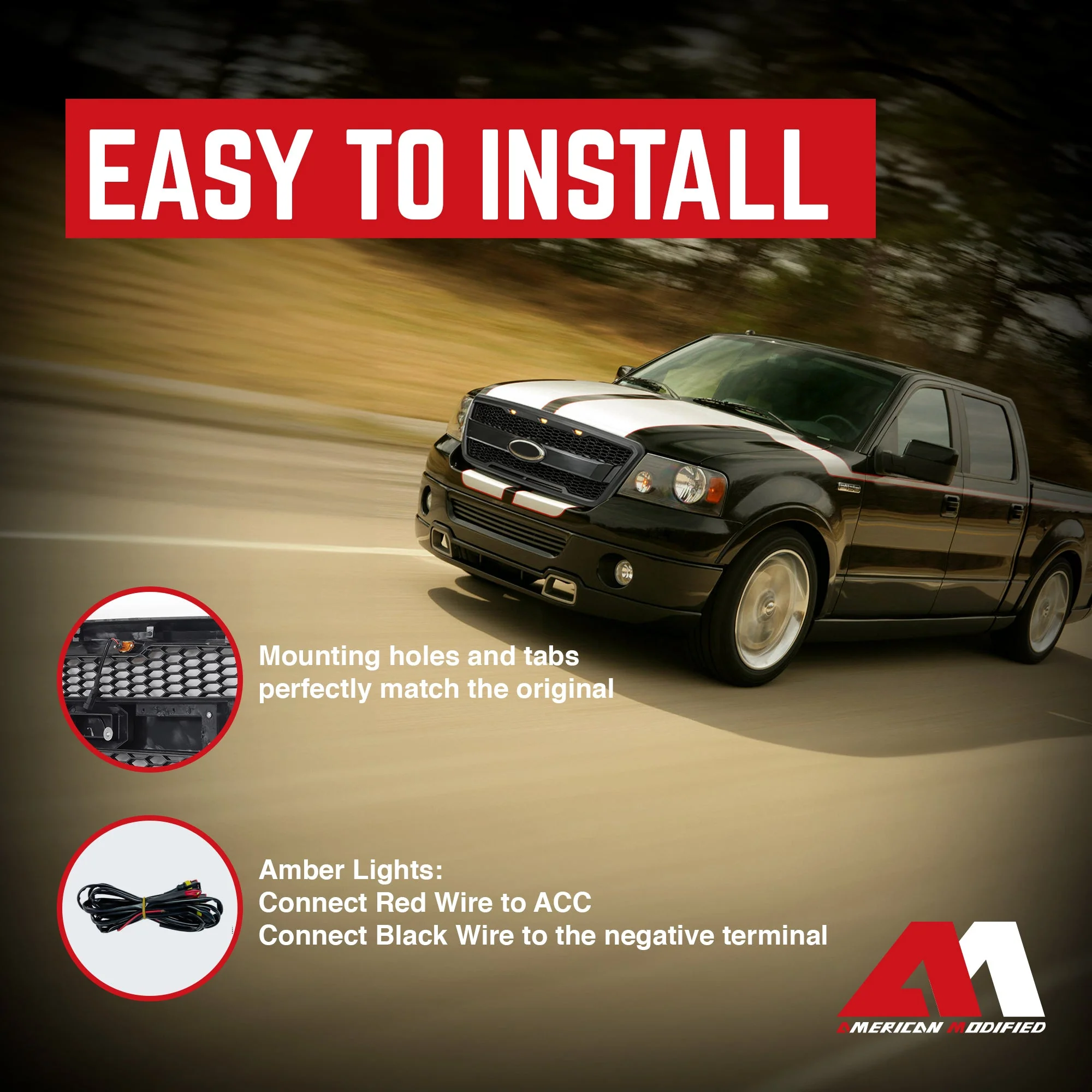 AMERICAN MODIFIED Raptor Style Mesh Grille for 2004-2008 Ford F150, Matte Black - Image 5