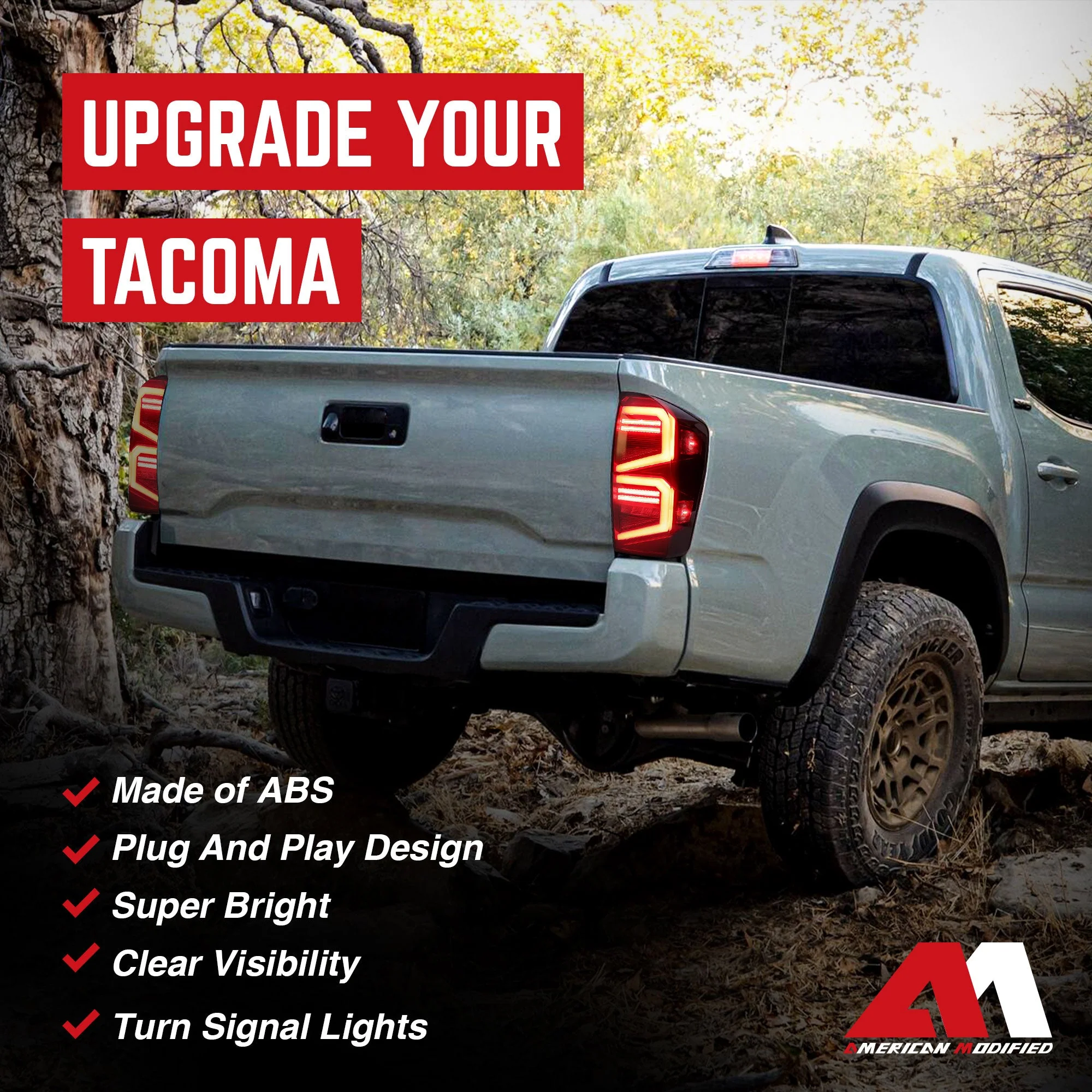 AMERICAN MODIFIED Smoked LED Tail Lights for 2016 to 2023 Toyota Tacoma, 1 Pair - Image 3