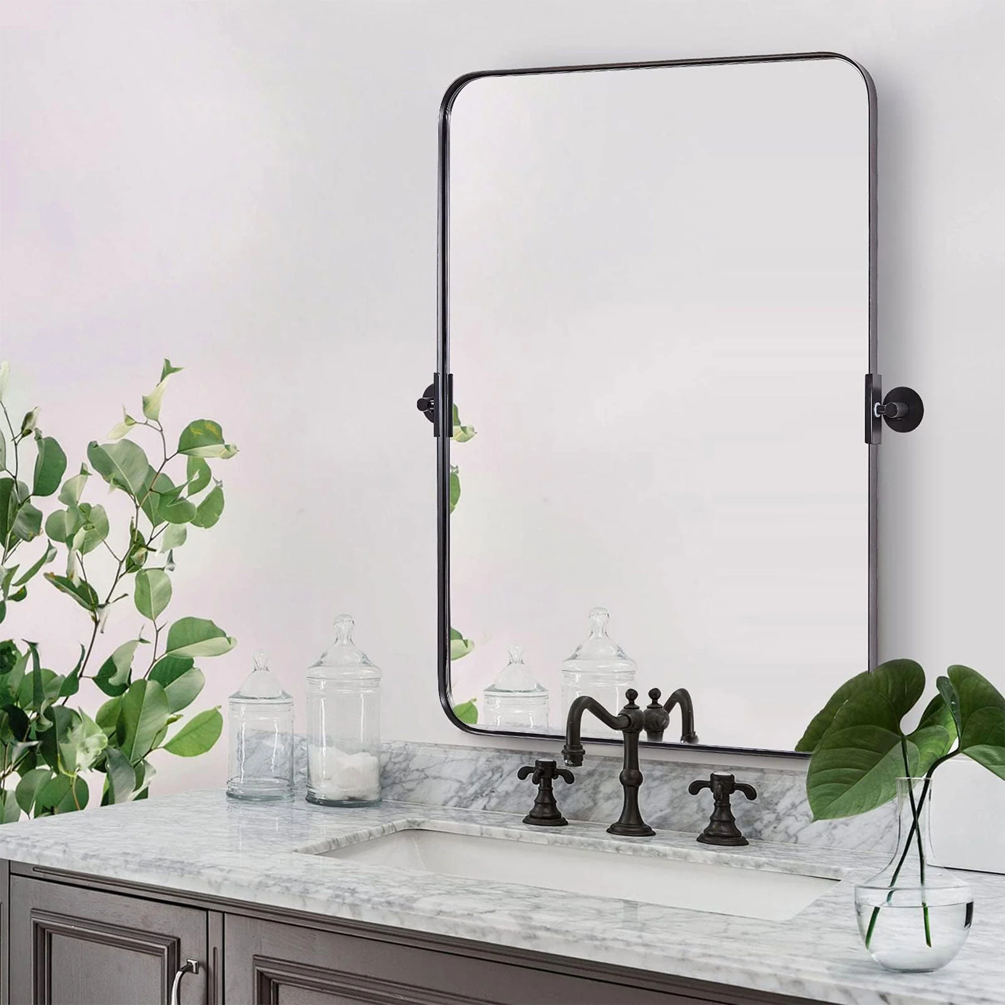 ANDY STAR 22 by 34-Inch Rectangular Tilting Modern Vanity Mirror, Brushed Nickel - Image 8