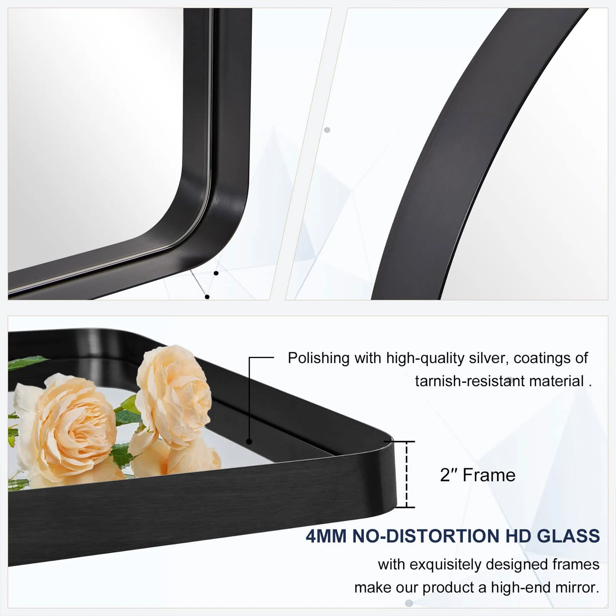 ANDY STAR 24 x 38" Modern Wall Mounted Metal Frame Arched Vanity Mirror, Black - Image 5