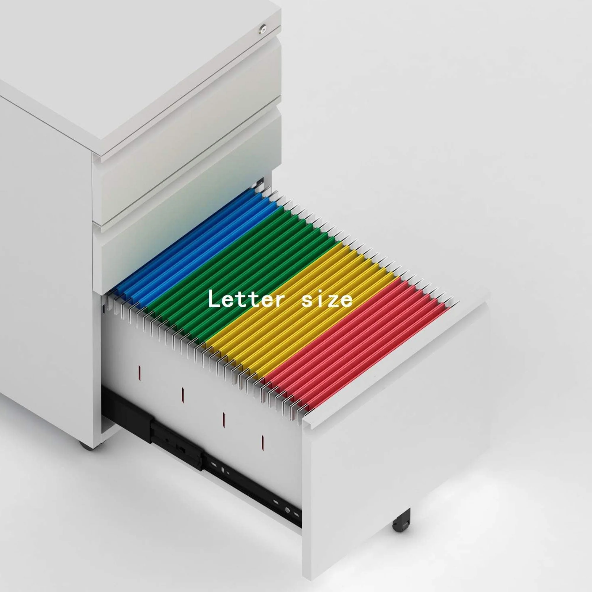 AOBABO 3 Drawer Mobile Metal Organizer Filing Cabinet, Fully Assembled, White - Image 9