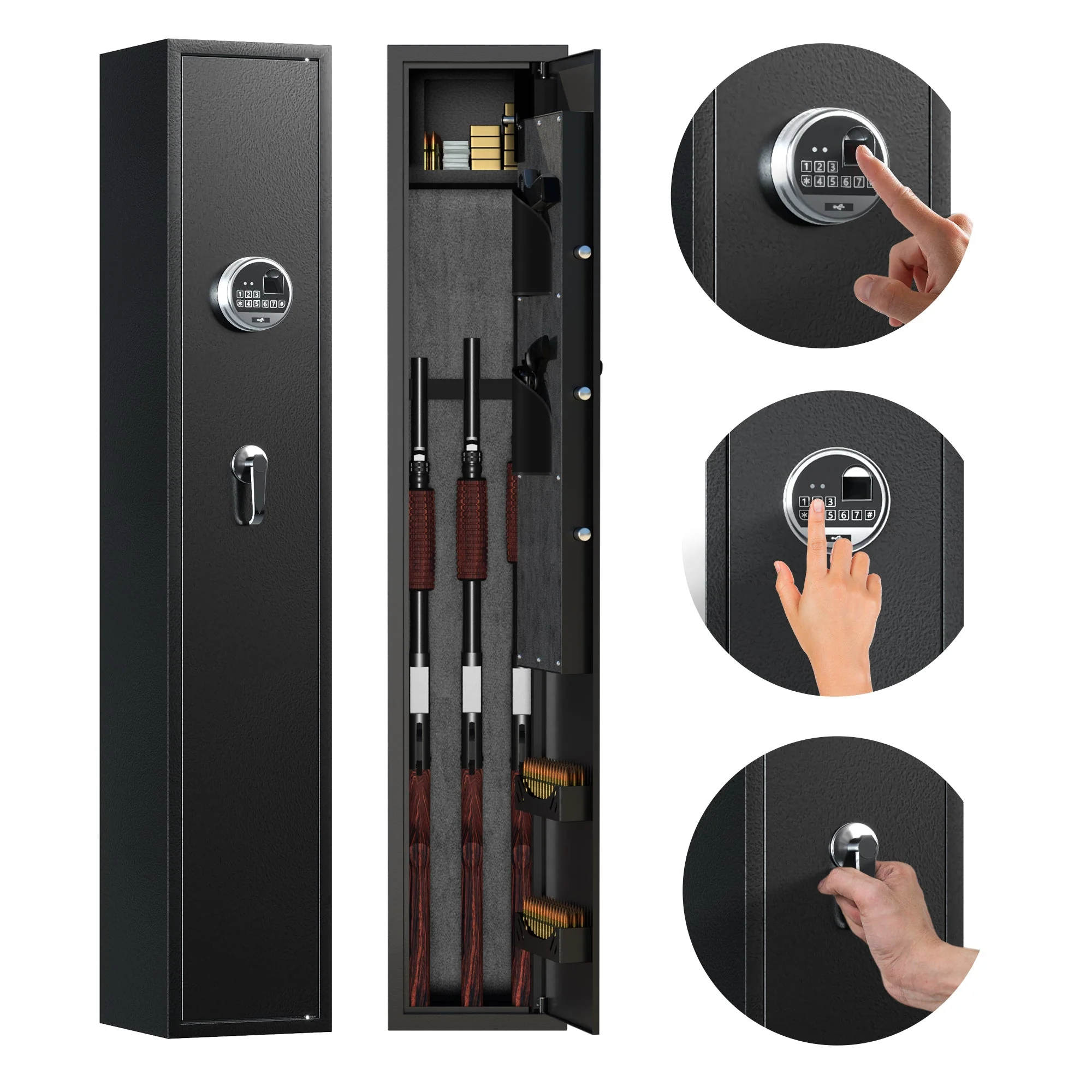 AOBABO 3-Rifle Gun Safe w/Keypad Lock, Security Cabinet Long Safes Gun Cabinet - Image 8