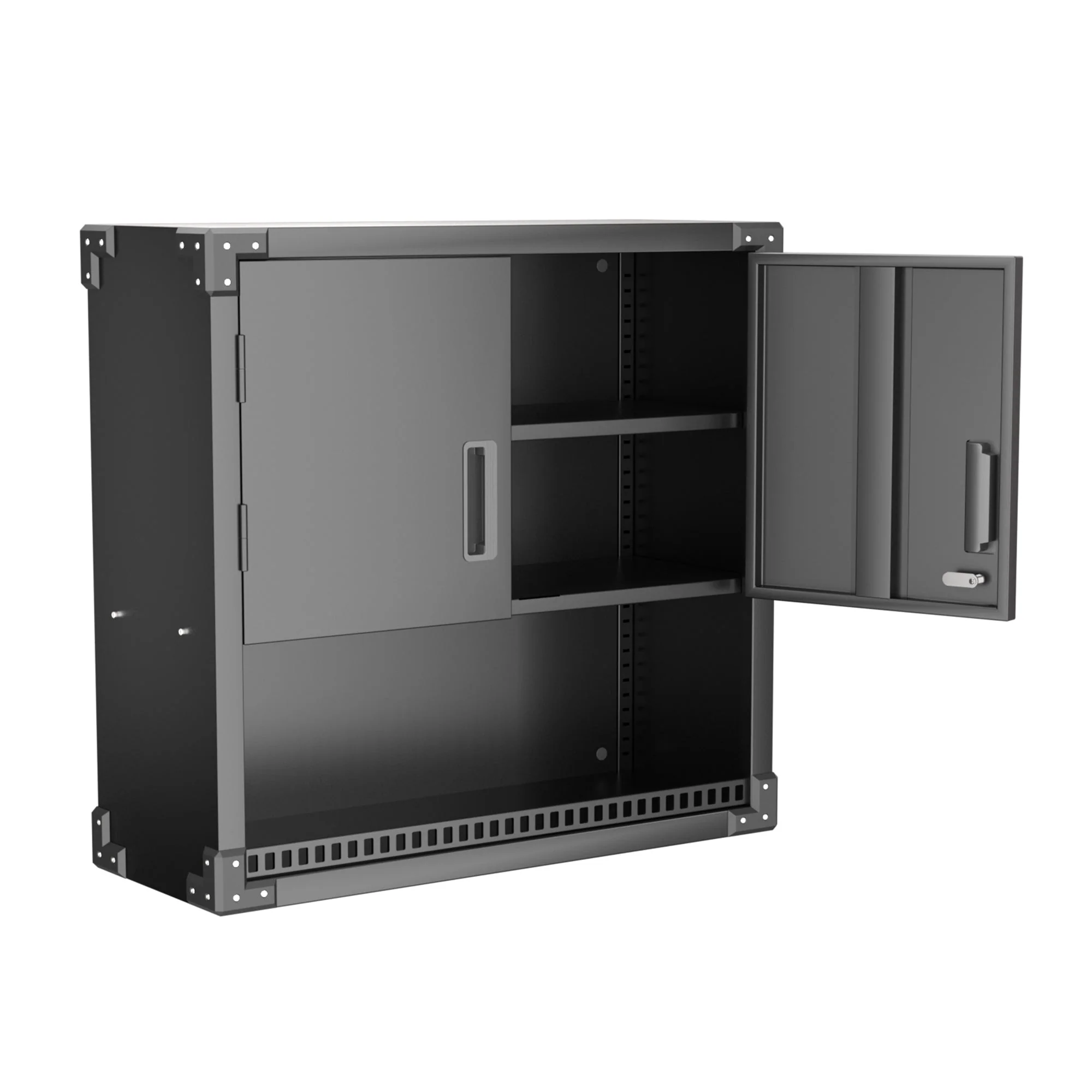 AOBABO Metal Garage Wall Mounted Storage Cabinet w/Locking Door & Shelf, Black - Image 12