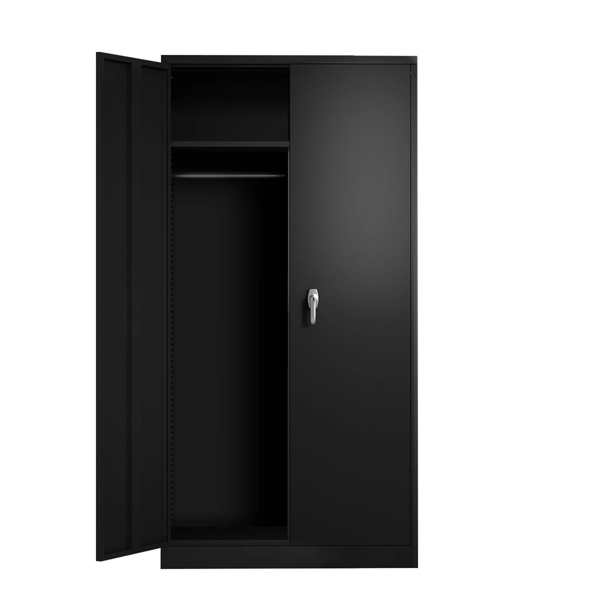 AOBABO Metal Storage Cabinet with 3 Adjustable Shelves and 1 Cloth Rail, Black - Image 11