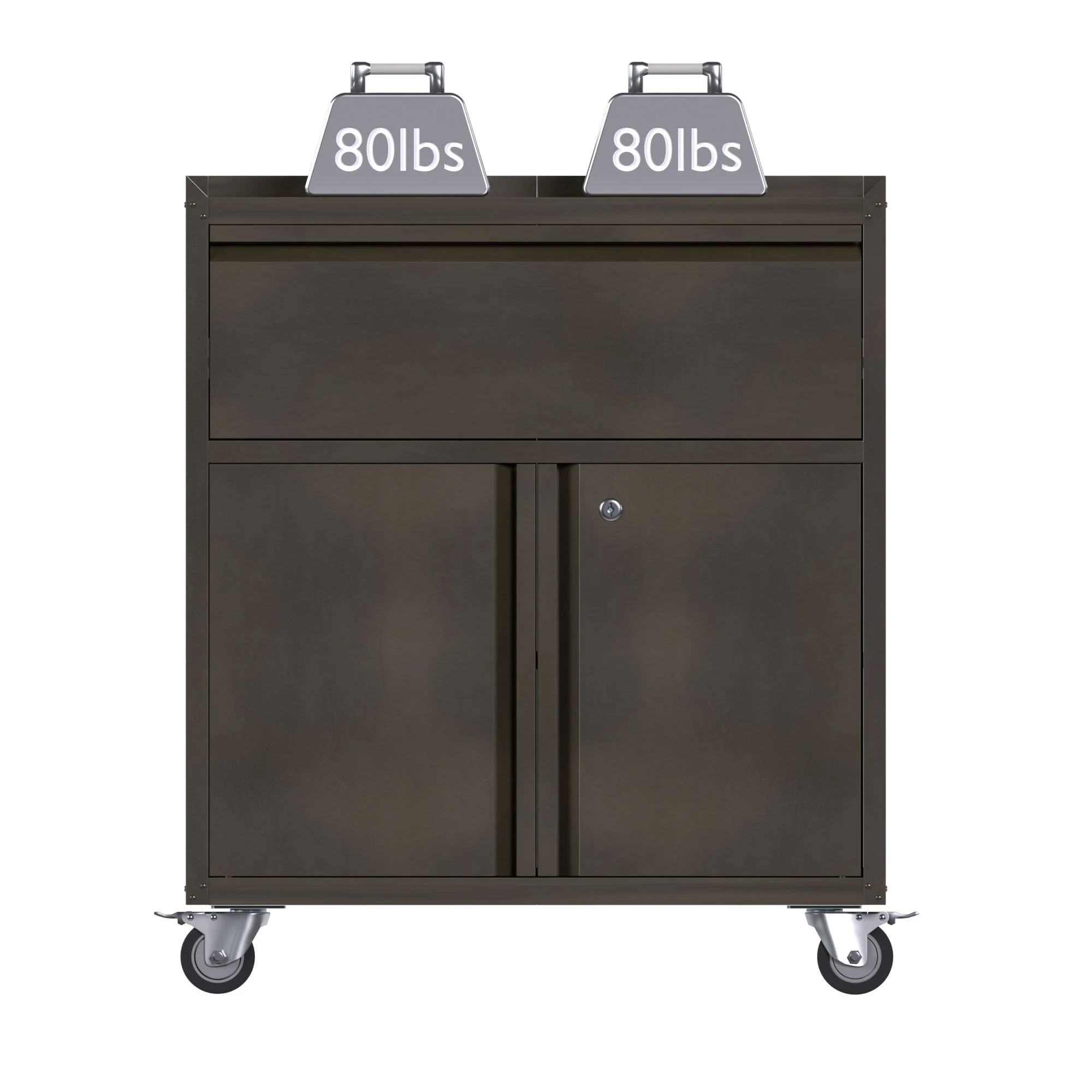AOBABO Steel Lockable Wheeled Tool Storage Cabinet with Drawer & Shelves, Black - Image 6