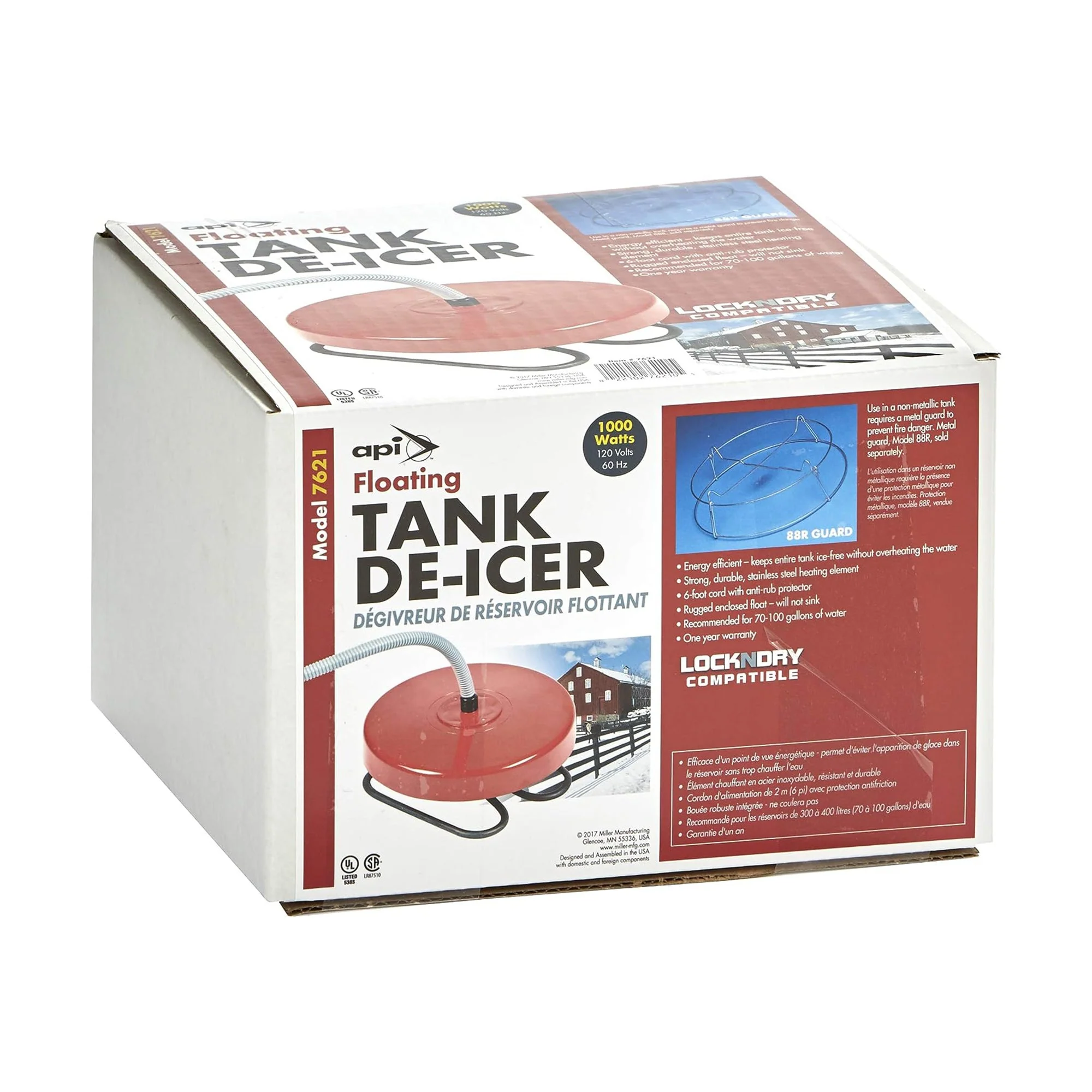 API 1000 Watt Thermostatic Winter Floating Stock Tank Deicer and Heater, Red - Image 10
