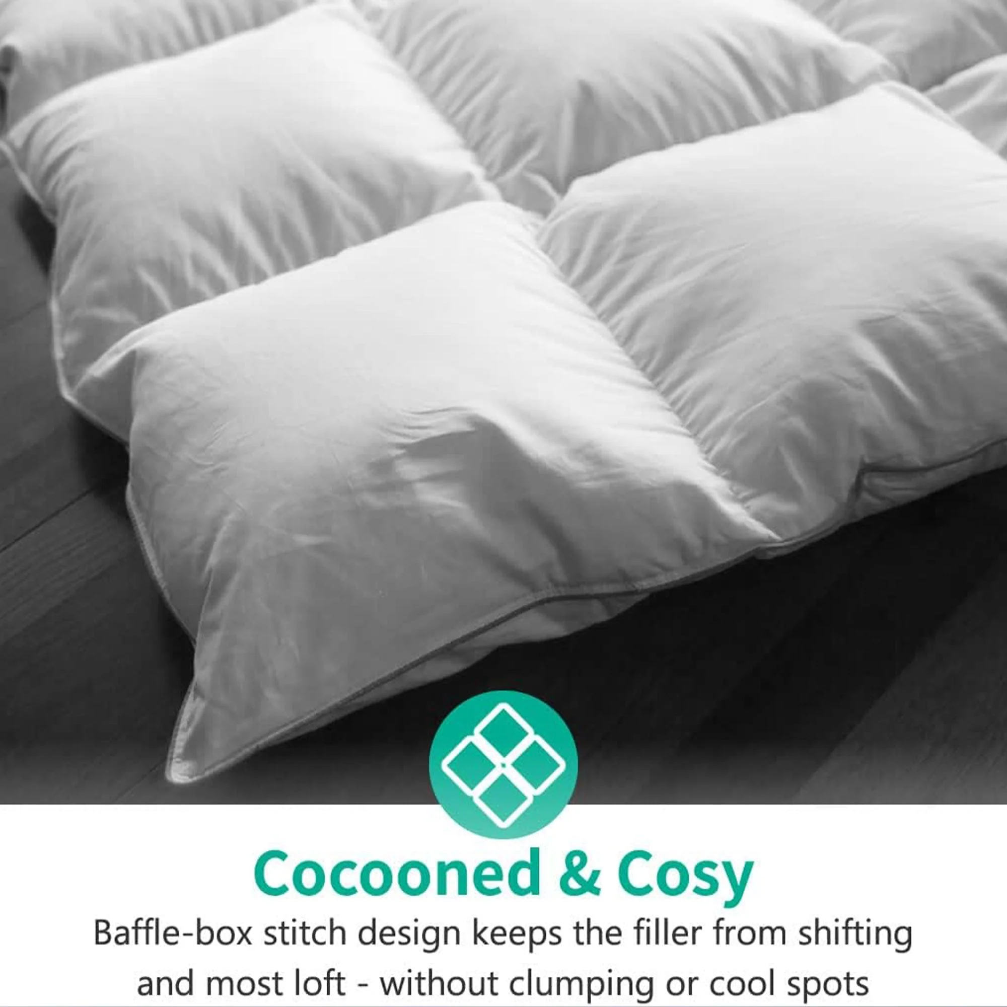APSMILE Luxurious Feathers Down California King Duvet Insert Comforter, White - Image 5