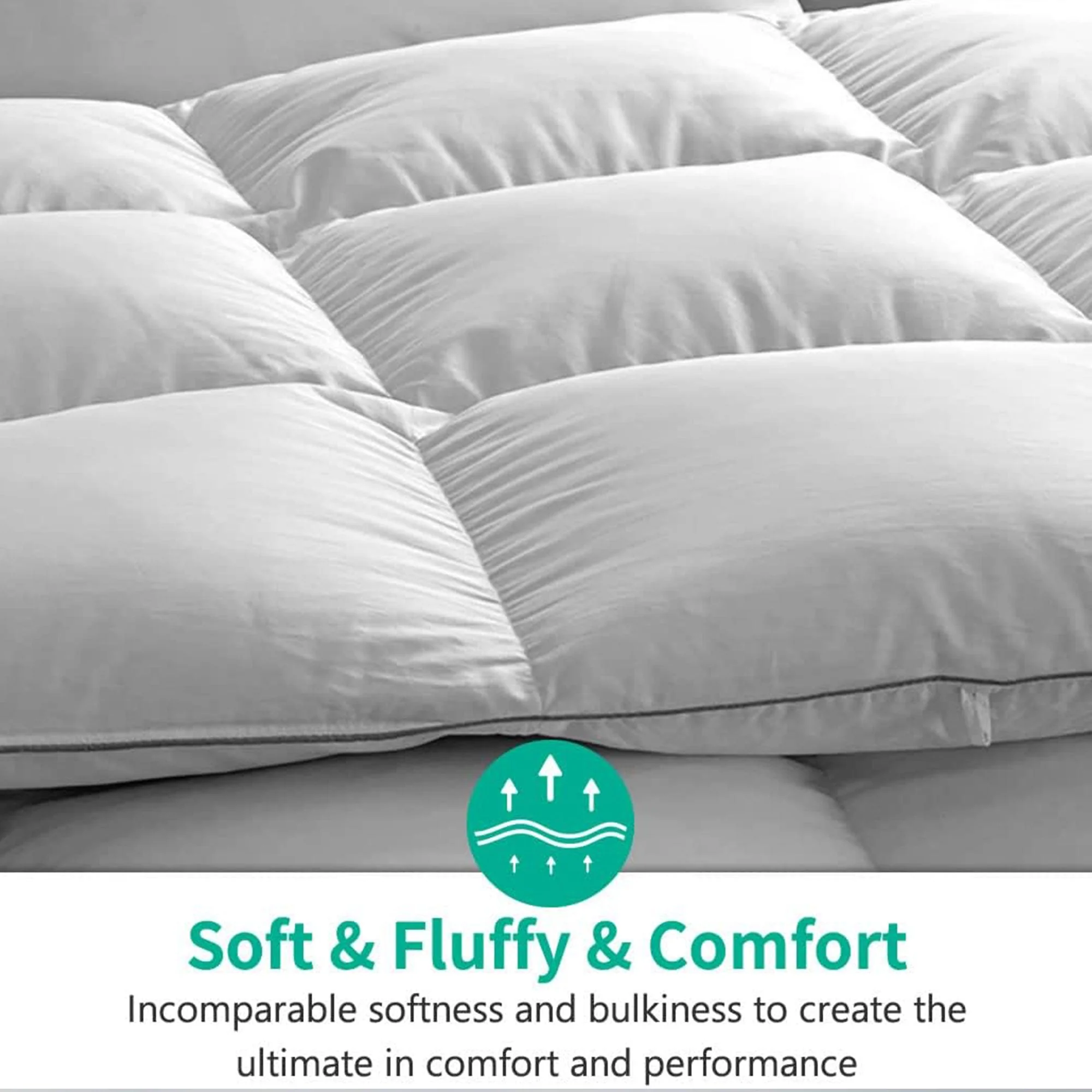APSMILE Queen Size Heavyweight Feathers Down Poly Cotton Duvet Comforter, White - Image 4