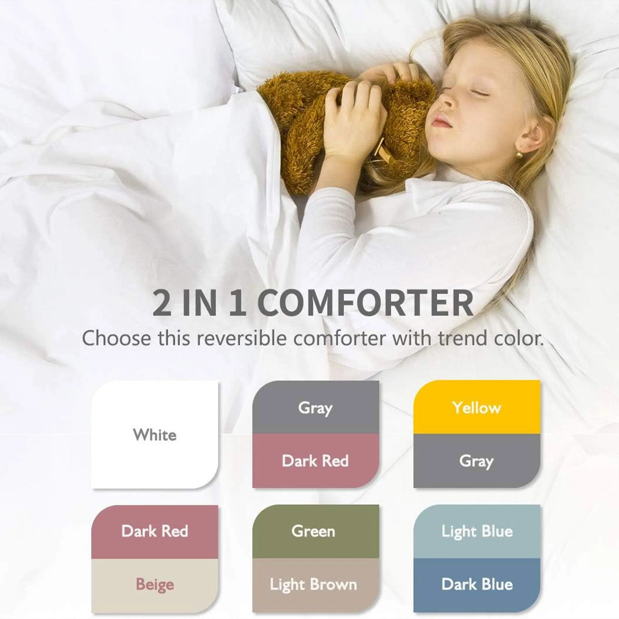 APSMILE Reversible All Season Down Alternative Full Queen Comforter, Light Blue - Image 2