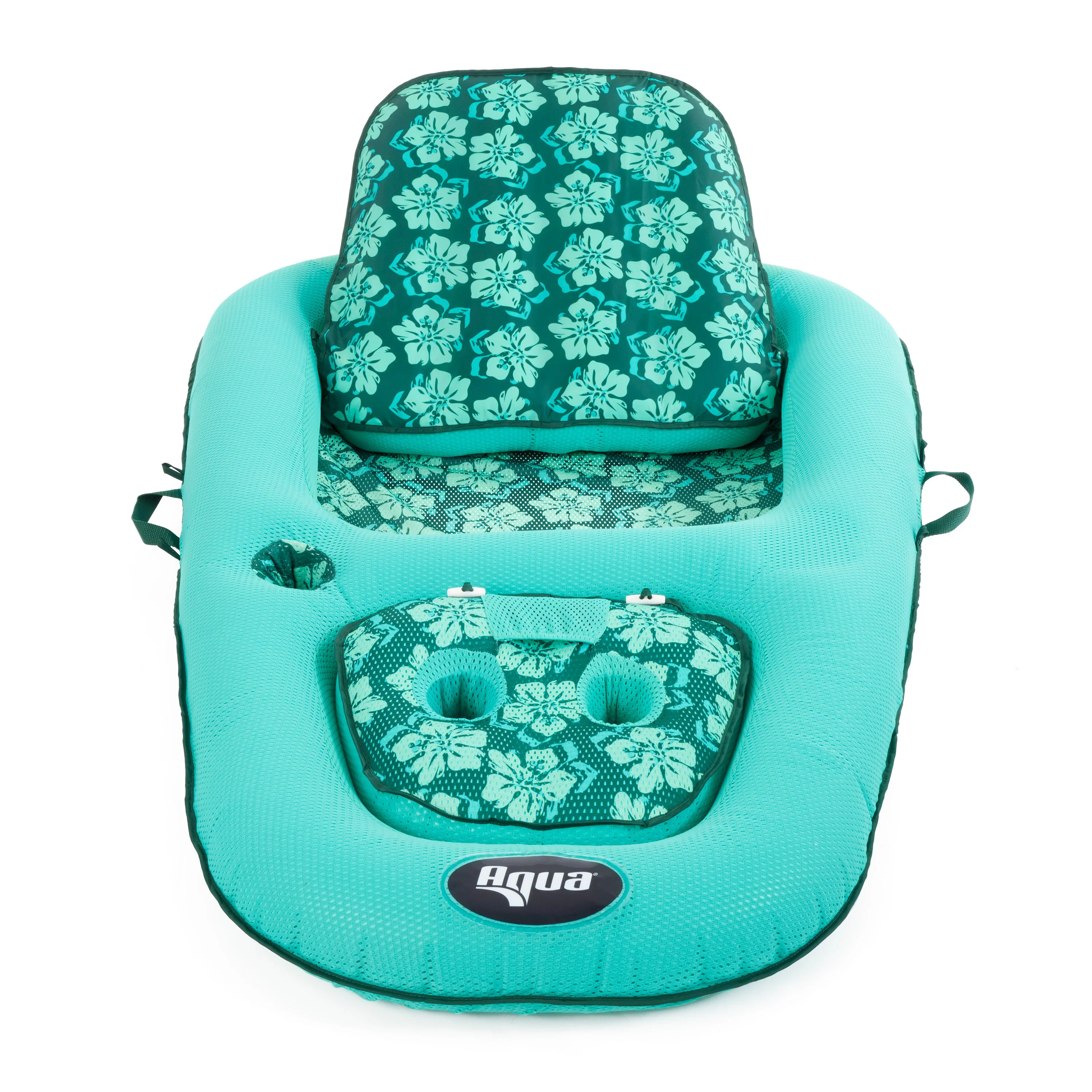 Aqua Leisure Campania 2 in 1 Convertible Water Lounger Pool Inflatable, Floral - Image 3