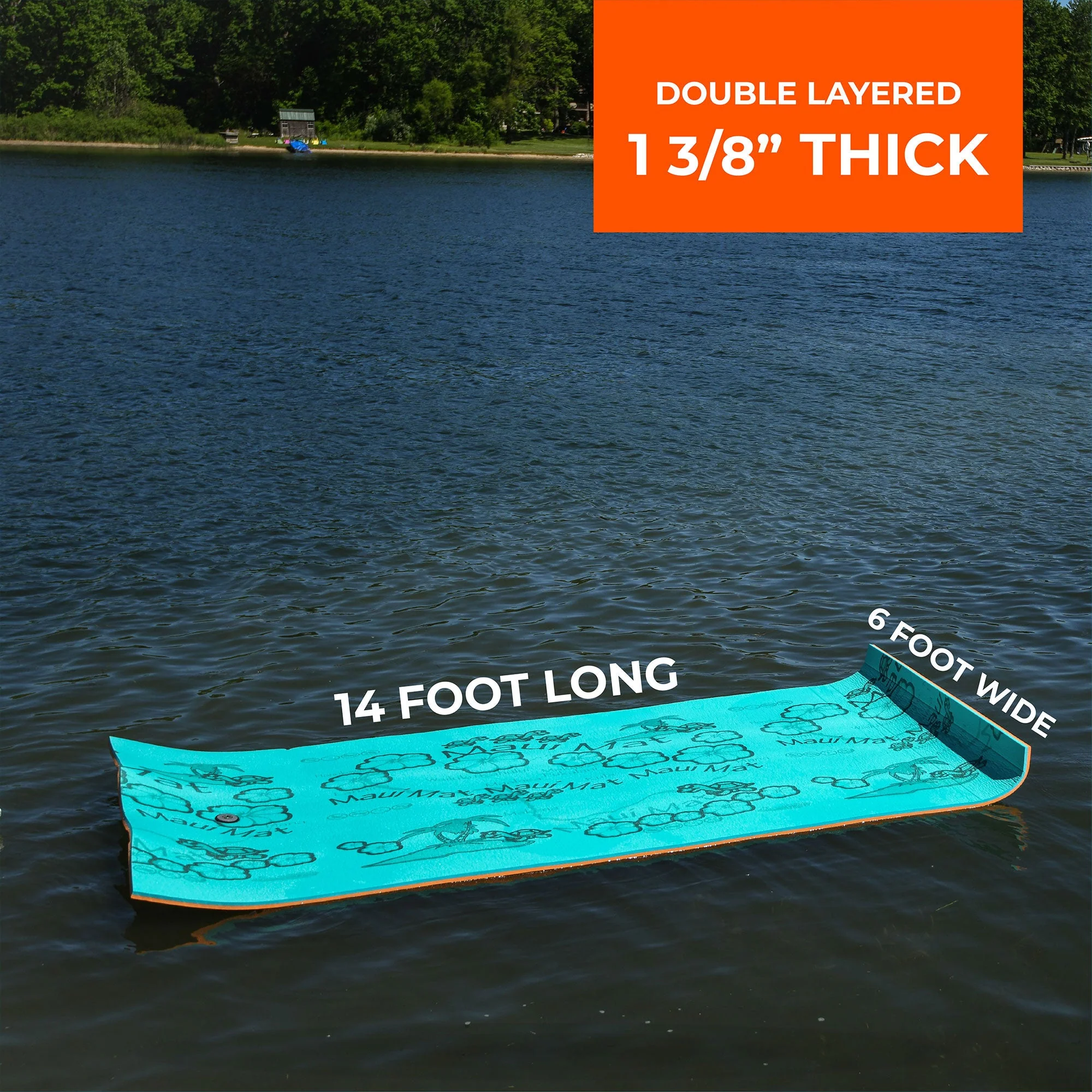 Aqua Lily Pad 14 Ft Maui Floating Foam Island Mat Bundle with Nylon Storage Bag - Image 4