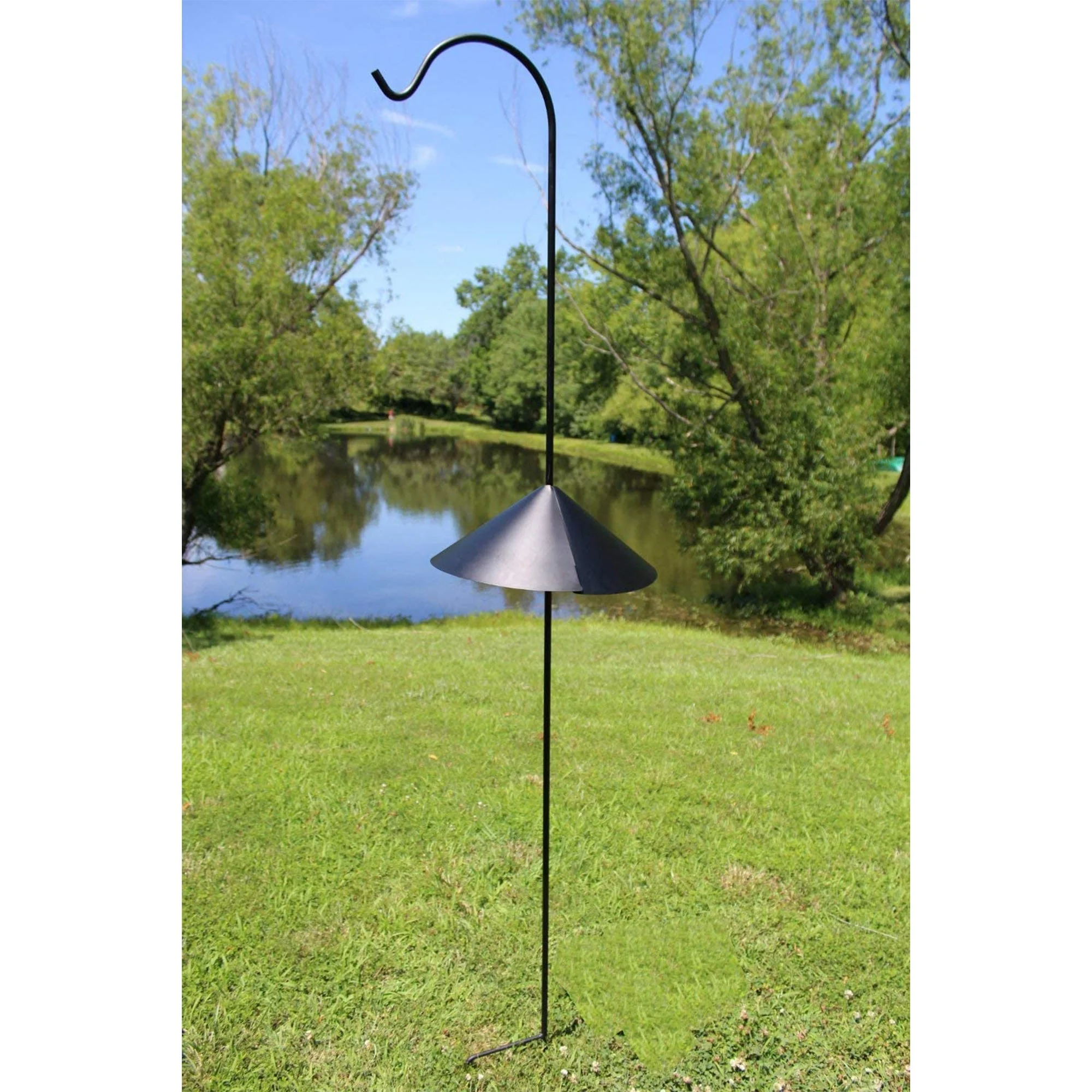 Ashman 92 Inch Shepherd's Hook Premium Metal Garden Plant Hanger, Black (3 Pack) - Image 7
