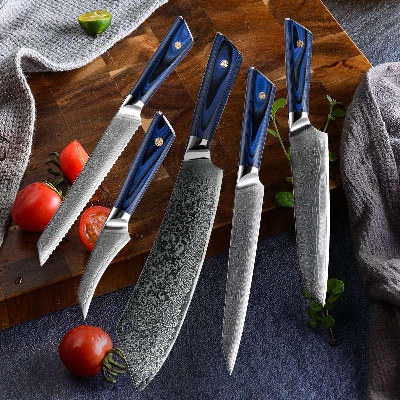 Azure VG10 Damascus Chef Knife Set with G10 Handle & Sheath - Image 8