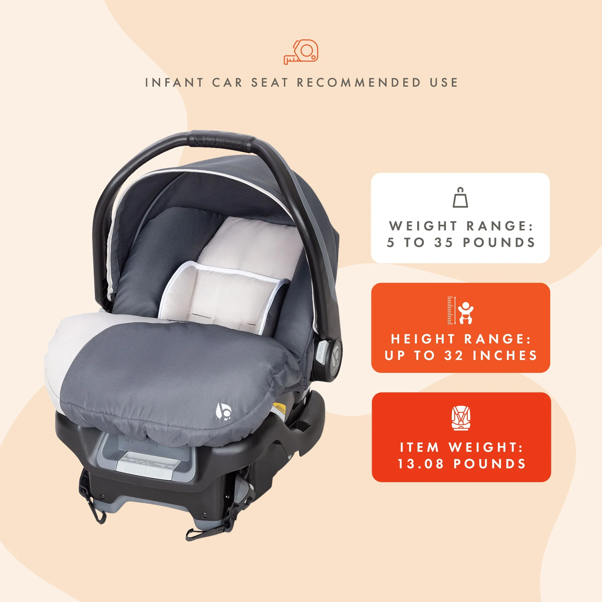 Baby Trend Ally Adjustable 35 Pound Infant Baby Car Seat w/ Base, Gray (2 Pack) - Image 3