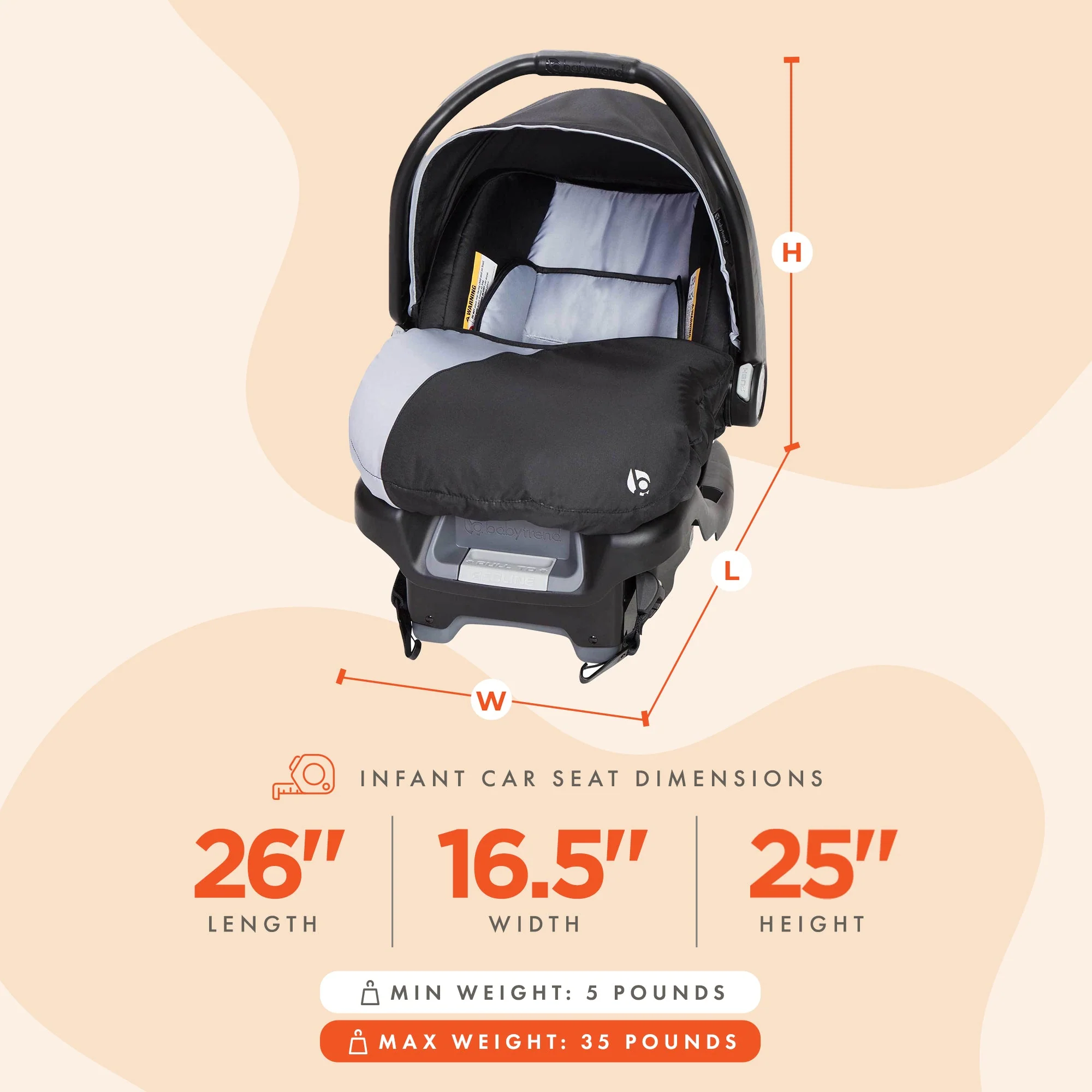 Baby Trend Ally Baby Infant Car Seat Travel System with Cover, 2-Pack, Stormy - Image 3