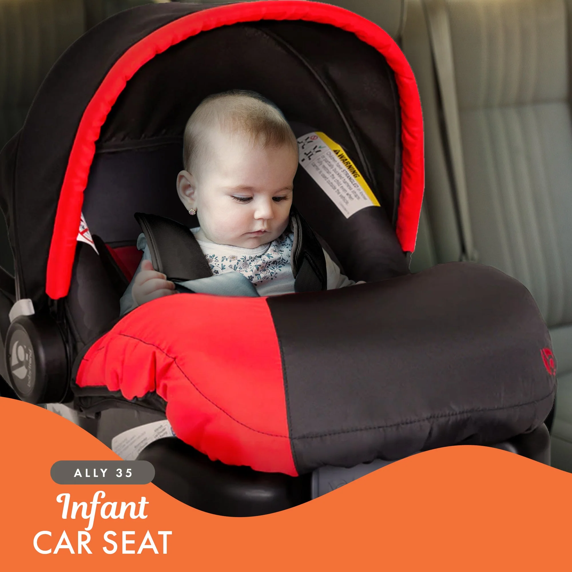 Baby Trend Ally Newborn Baby Infant Car Seat Travel System with Cover, Mars Red - Image 5