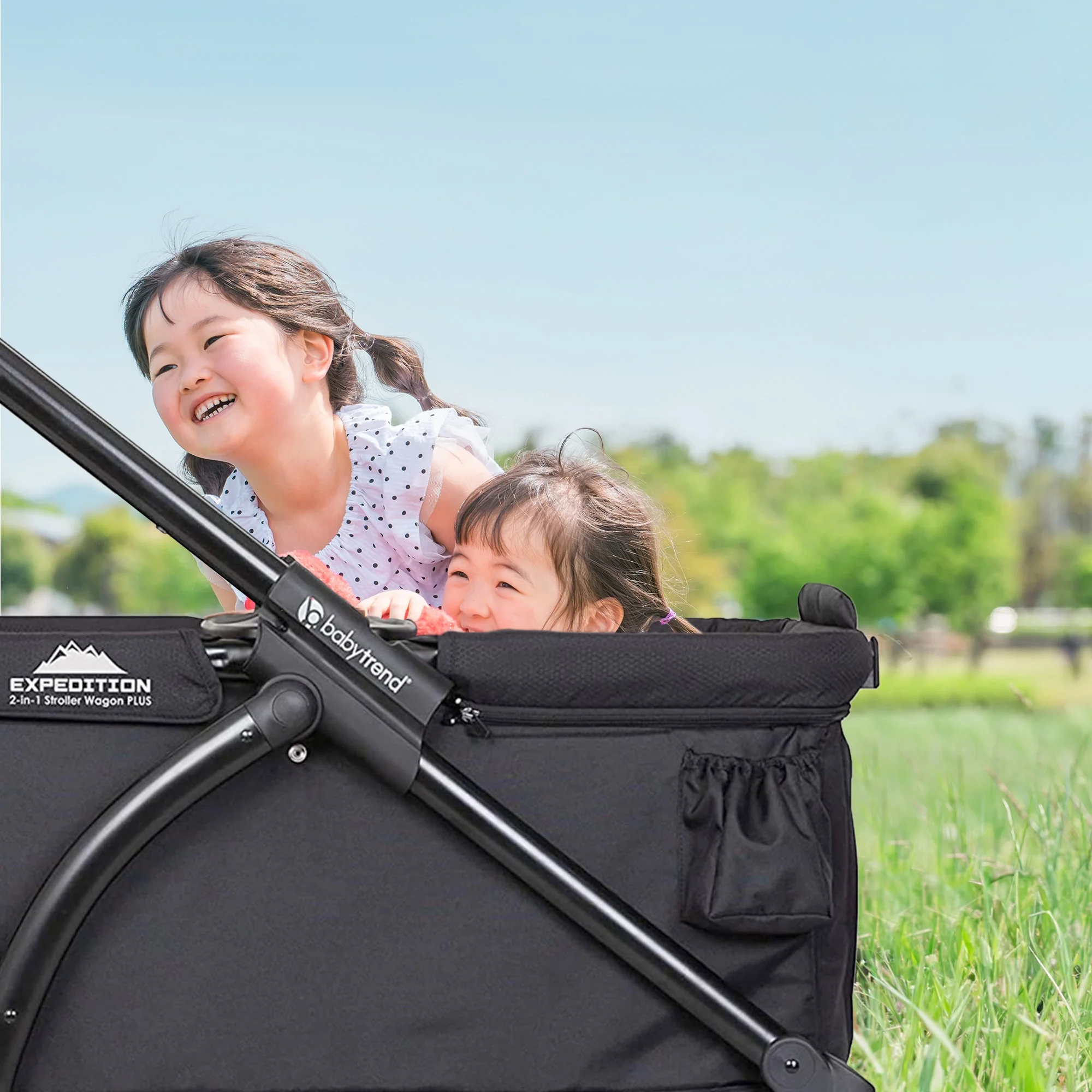 Baby Trend Expedition 2 in 1 Push or Pull Stroller Wagon Plus w/ Canopy, Black - Image 4