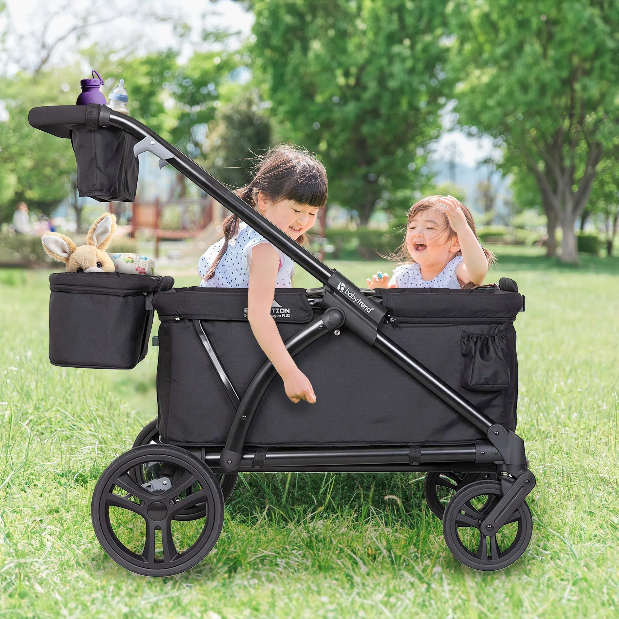 Baby Trend Expedition 2 in 1 Push or Pull Stroller Wagon Plus w/ Canopy, Black - Image 5
