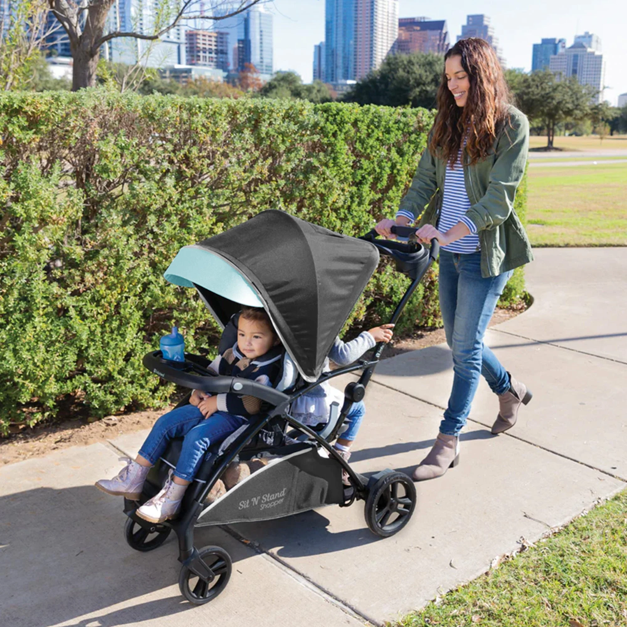 Baby Trend Sit N Stand 5 in 1 Toddler Baby Foldable Travel Stroller, Blue Mist - Image 5