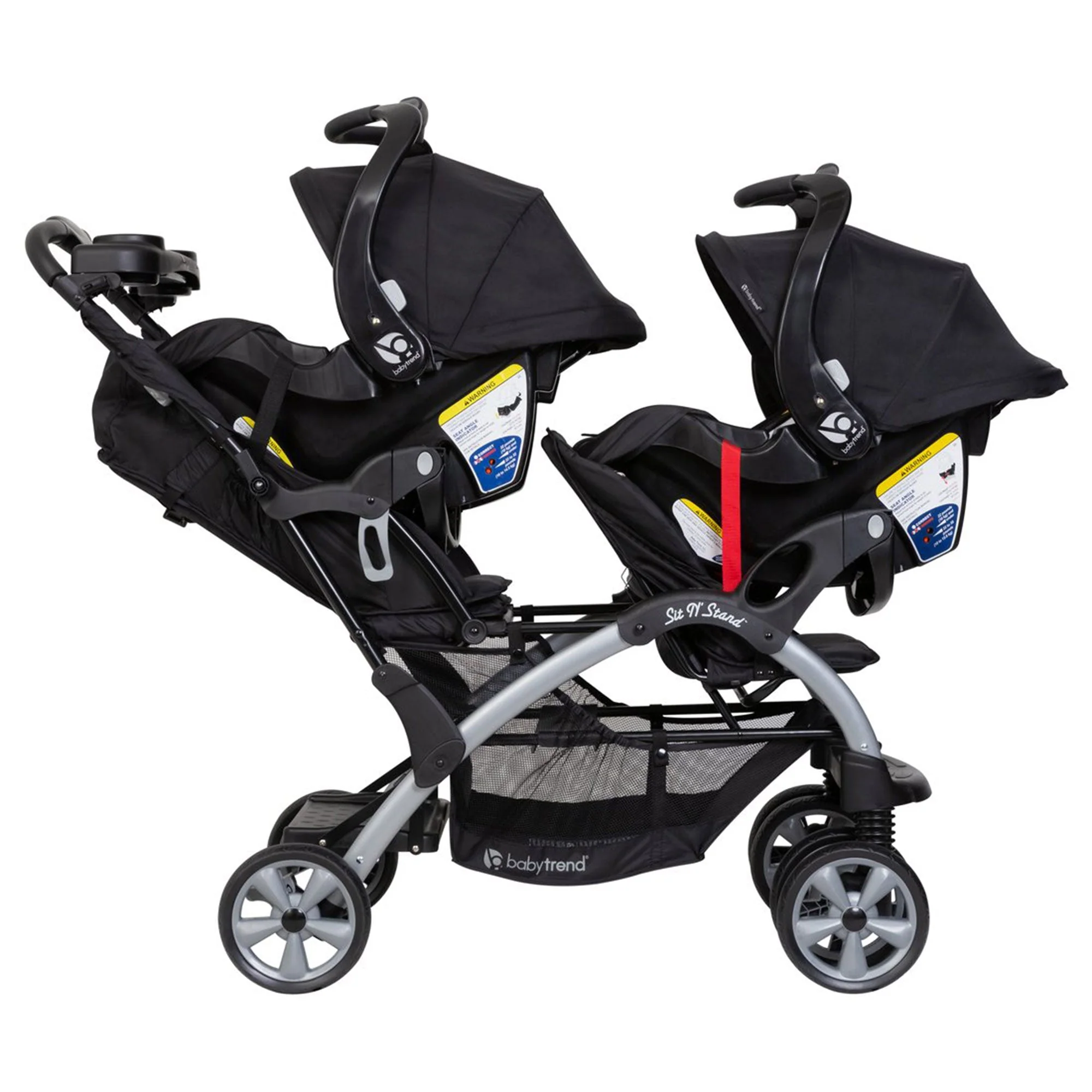 Baby Trend Sit N' Stand Easy Fold Travel Toddler & Baby Double Stroller, Khaki - Image 9
