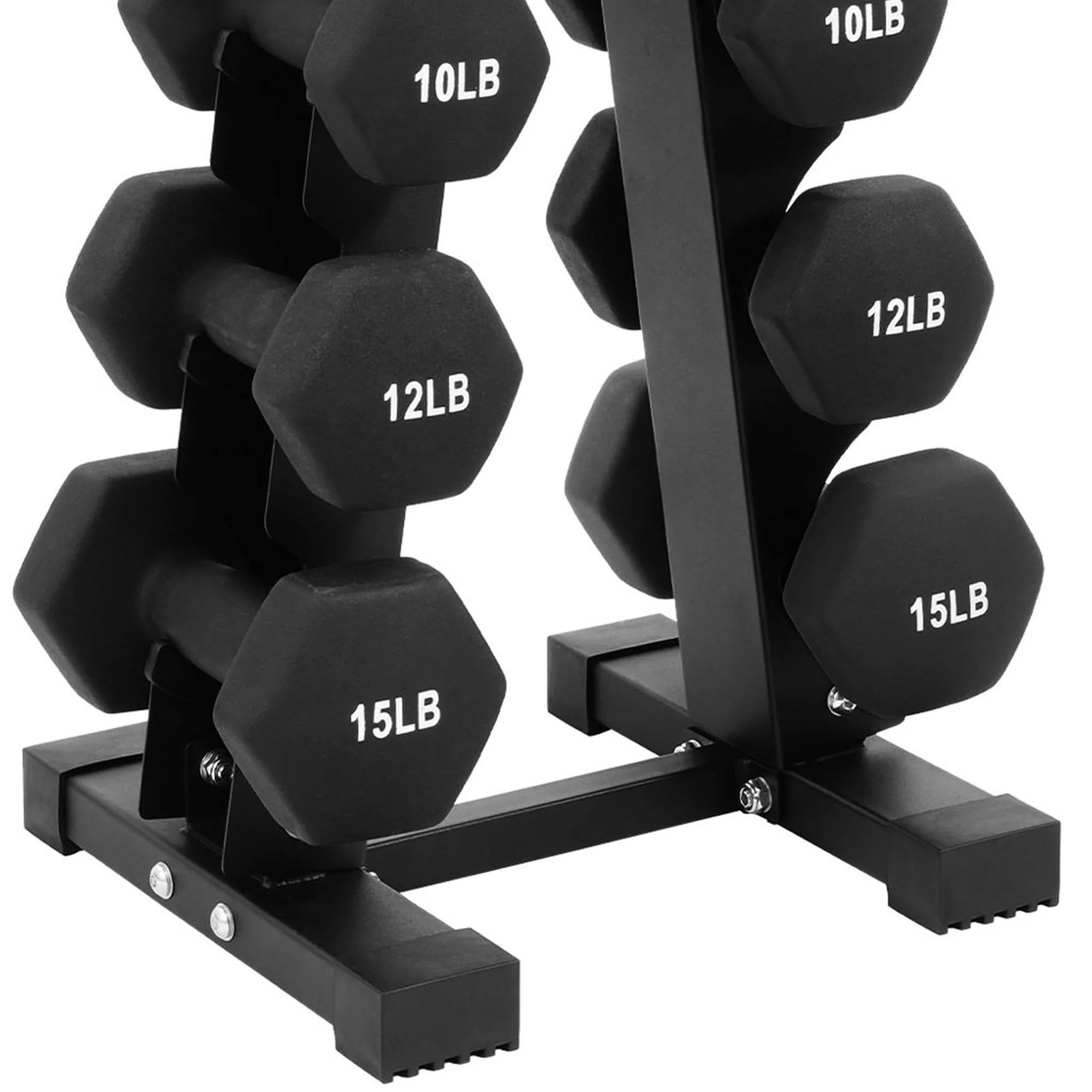 BalanceFrom Fitness 106 Pound Neoprene Coated Dumbbell Set with Stand, Black - Image 10