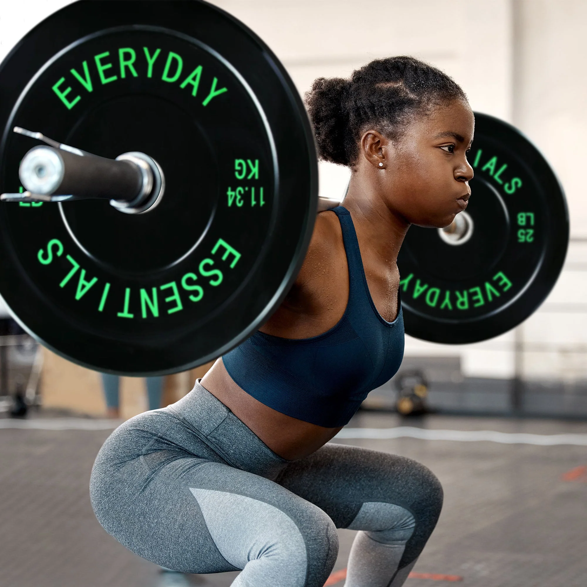 BalanceFrom Fitness 370 Pound Olympic Bumper Strength Training Weight Plate Set - Image 5