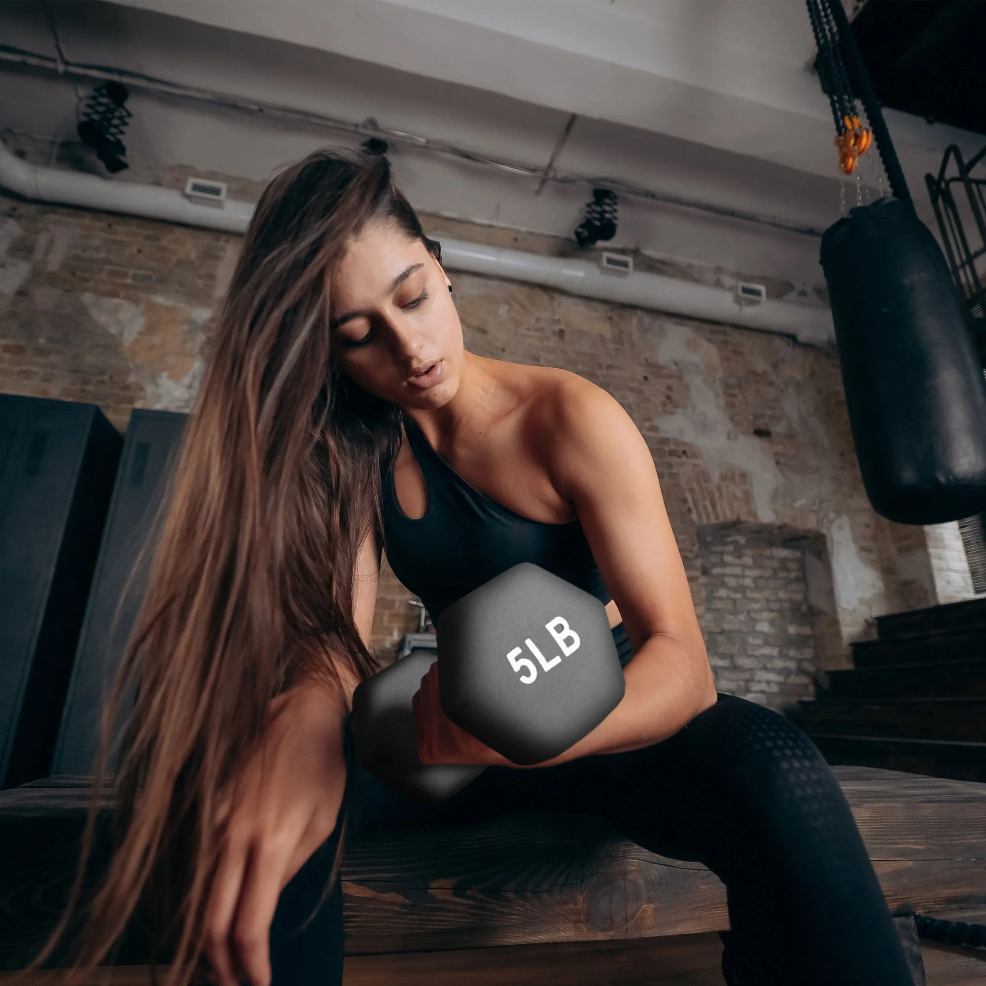 BalanceFrom Fitness 5, 8, and 12 Pound Neoprene Coated Dumbbell Set with Stand - Image 6
