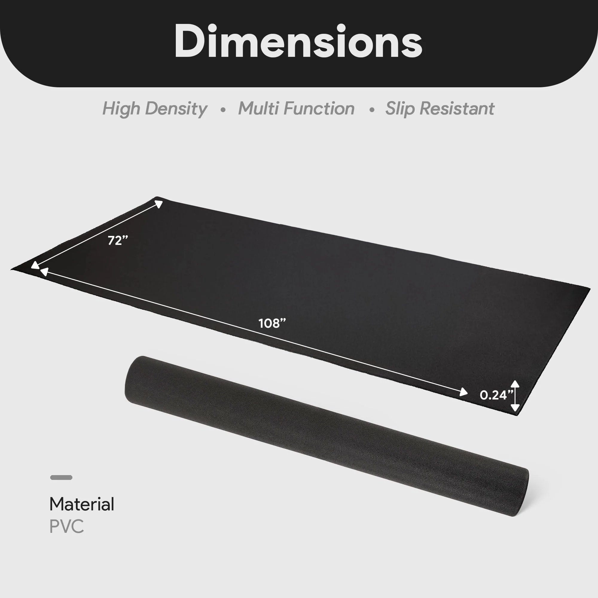 BalanceFrom High-Density Gym Equipment Mat, 1/4-Inch PVC Protective Floor Mat for Treadmills, Exercise Bikes, and Heavy Fitness Machines, 9' x 6' - Image 2